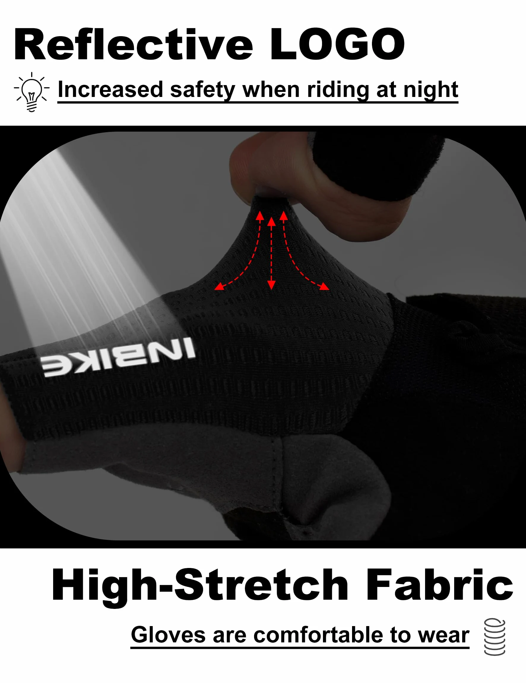INBIKE Fahrradhandschuhe Herren Halbfinger Sommer Stoßfest Elastisch Atmungsaktiv Reflektierend IHC215