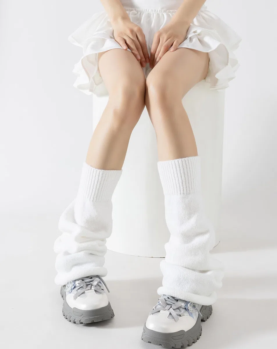 Yawlsow Stulpen Damen Knöchelwärmer Winter Gestrickte Beinwärmer für Mädchen Frauen Leg Warmers Y2k Rüschen Beinstulpen niedlich Kawaii Kniestrümpfe Harajuku-Zubehör für Warm Ballett Yoga Tanz