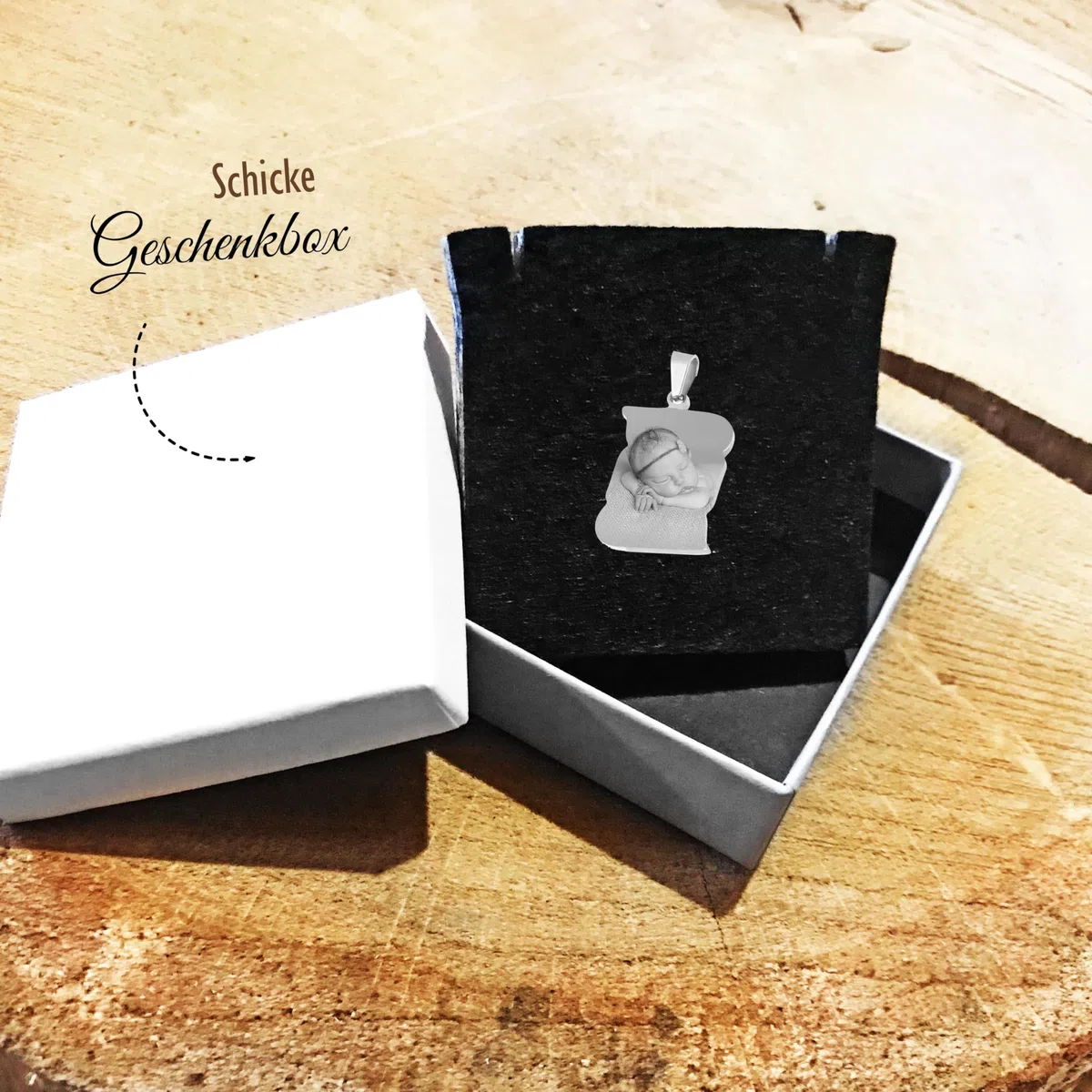 Anhänger Papyrus Edelstahl mit Fotogravur und Kette