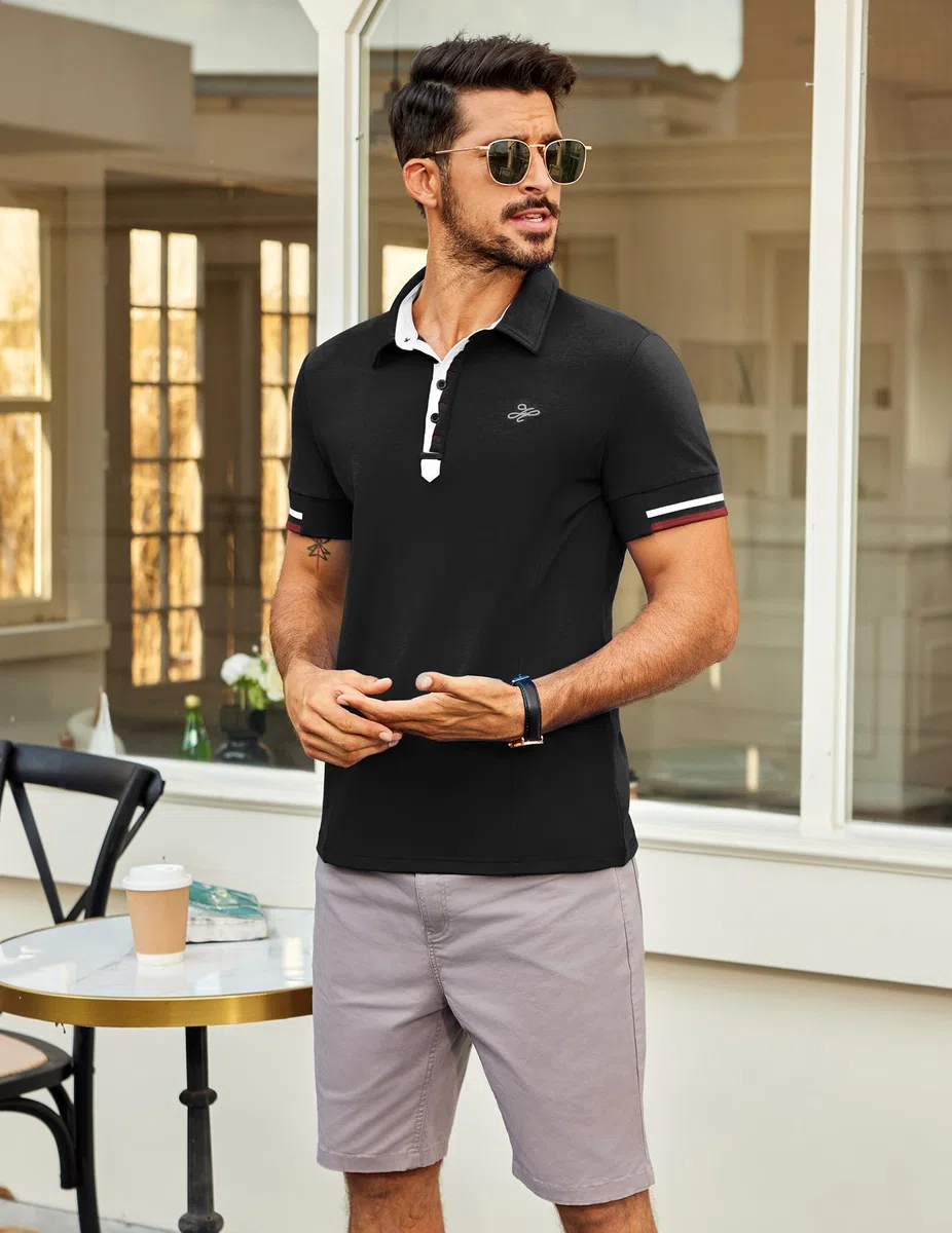 COOFANDY Poloshirt Herren Kurzarm Golf T-Shirt Männer Polohemd Sommer Muscle Shirts Sports Polo Slim Fit