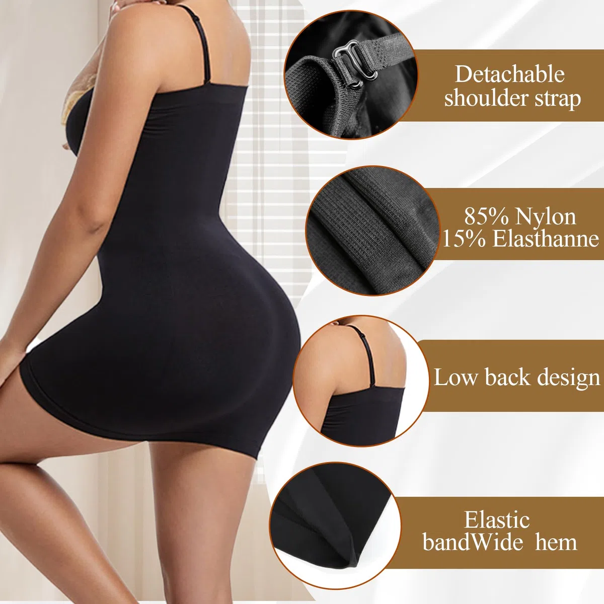 Miederkleid für Damen, Nahtlos Body Shaper Kleid, Bauchweg Shaping Unterkleid, Sexy Negligee Damen Unterrock