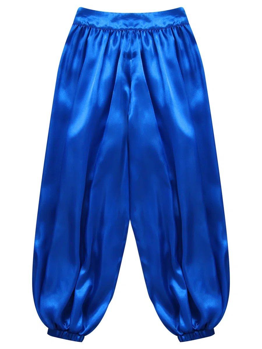 Kinder Mädchen Arabische Hose Glänzend Harems Yogahose Lang Satin Tanzhose Pumphose Bauchtanz Kostüm
