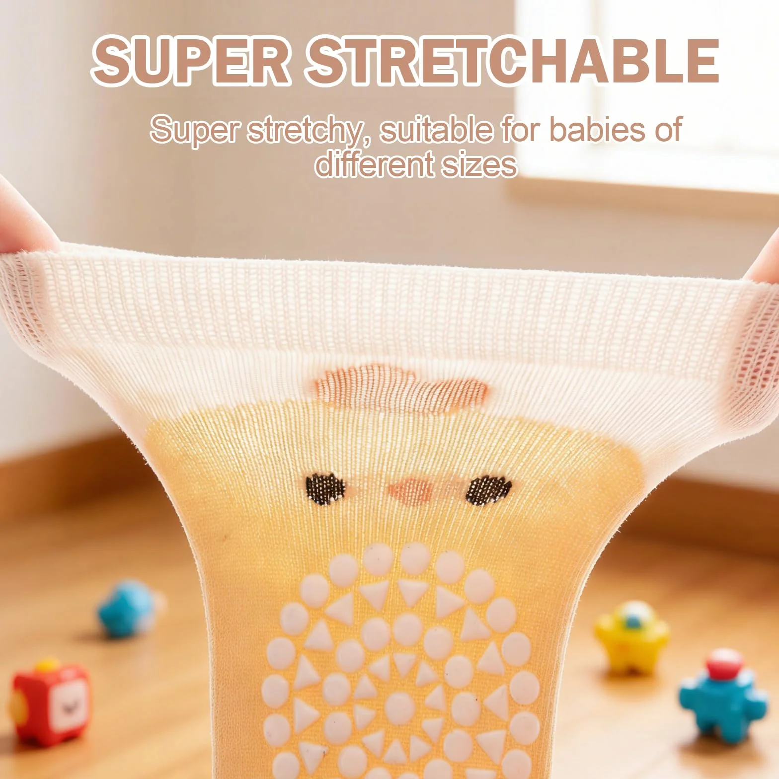 5 Paar Knieschoner Baby Krabbeln mit Anti Rutsch Gummipunkte für Jungen und Mädchen 0-12 Monaten