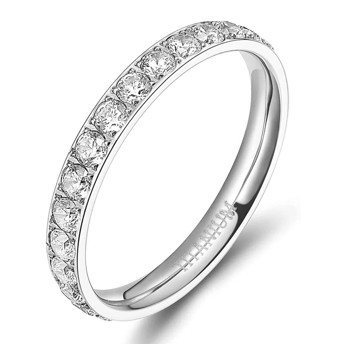 Zakk Eternity Ring 3mm Damen Ewigkeitsringe Titan Verlobungsringe Eheringe Trauringe Memoirering mit Zirkonia Silber Gold Rosegold
