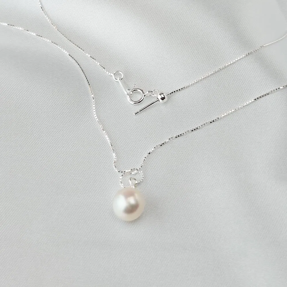 Halskette aus natürlichen Perlen, Perlenkette mit echt Silberkette und echt Perlen Weiß für Damen und Mädchen Elegant