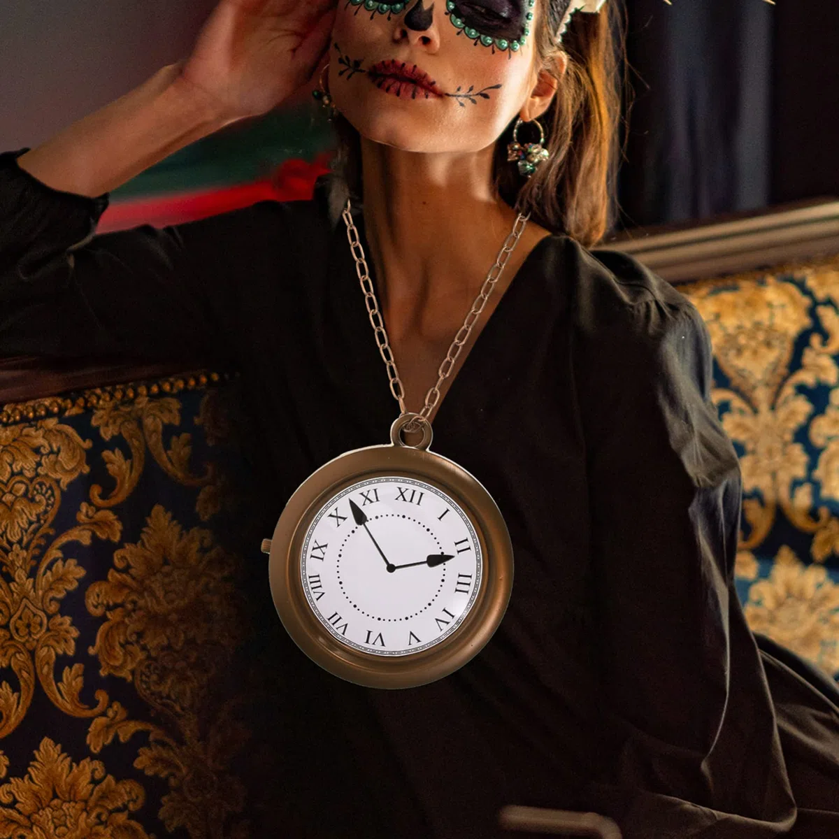 Gatuida Uhr-Halskette, personalisierte Halloween-Hals-Uhr, Dekorationen, Jumbo-Gold, Halskette, Hip-Hop-Rapper-, Kostüm-Anhänger für Damen und Herren