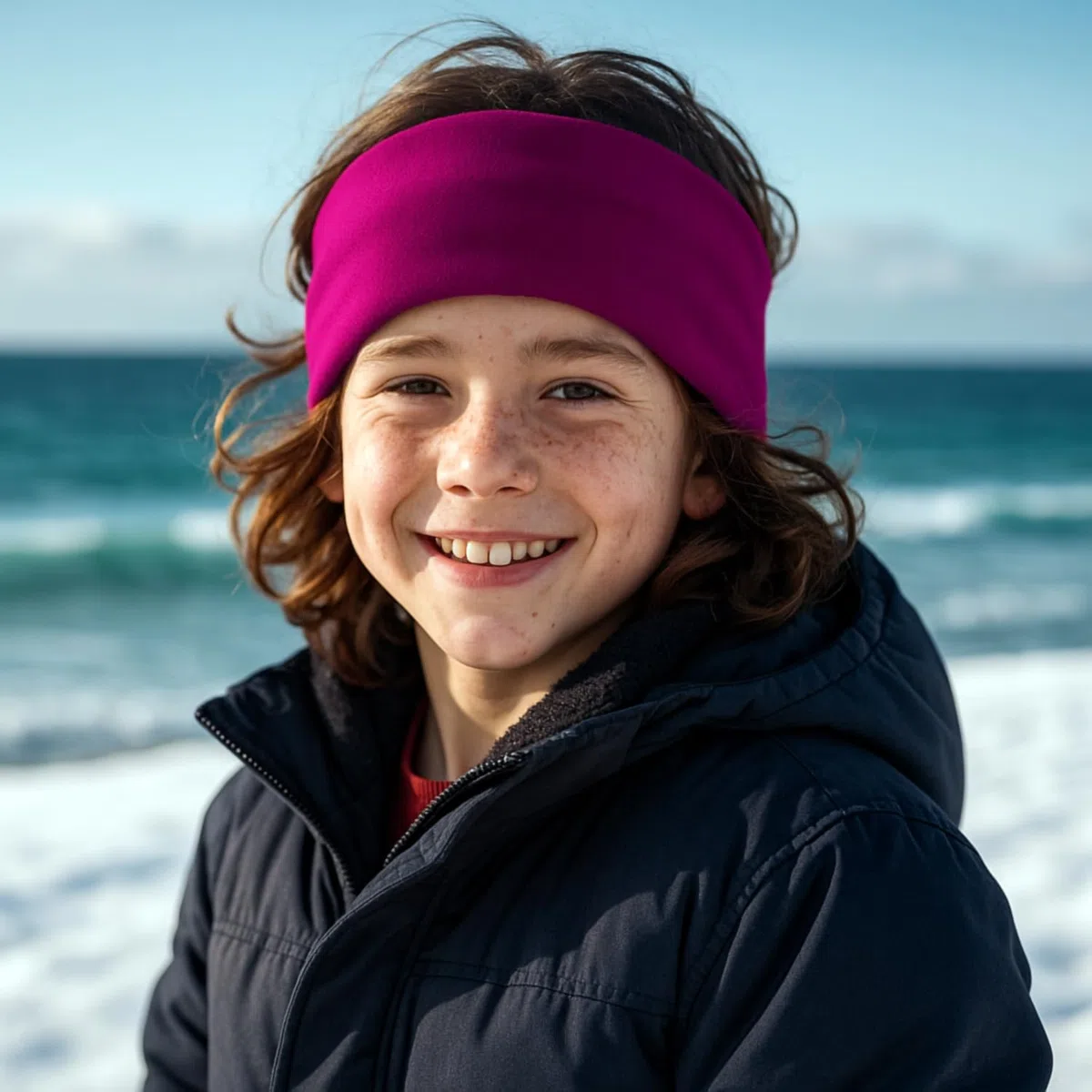 Wollhuhn ÖKO Kinder/Jungen/Mädchen Warmes Stirnband/Haarband Zweilagig Fleece Viele Farben 20250810 (Dark Berry Sportfleece, Einheitsgröße)