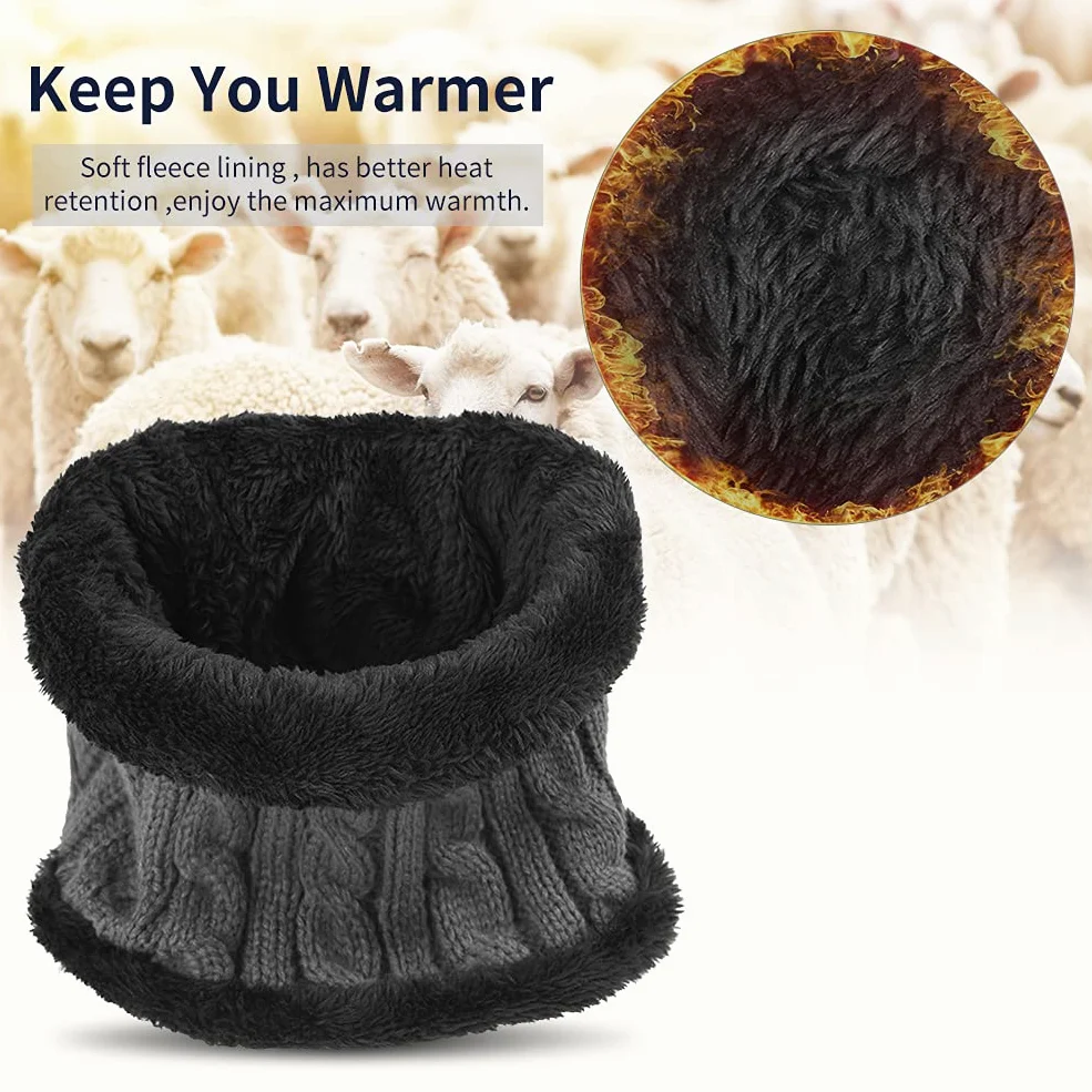 Kinder Wintermütze Schal Handschuhe Set - Beanie Strickmütze Winterschal Thermo Touchscreen Handschuhe | Fleecefutter Warme Knit Hut Loop Schal Rutschfeste | Für Junge Mädchen 5-10 Jahre