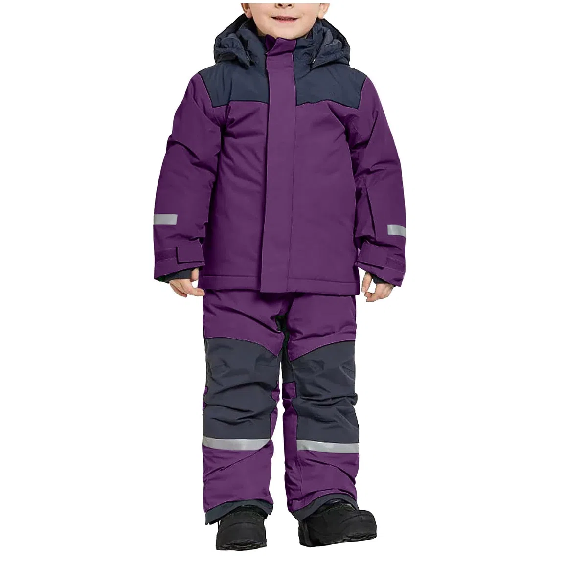 YAOJIWANG Skianzug Jungen Mädchen Skioverall Kinder Skifahren Bekleidung Unisex Winter Skijacke Wasserdichte und Winddicht Warme Kapuzenjacke Farbblocking Schneeanzug Outdoor Fleecejacke