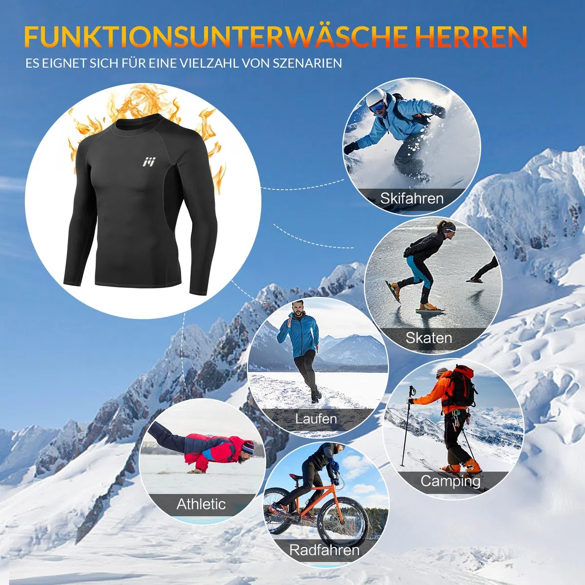 MEETWEE Herren Thermounterwäsche Oberteile, Thermoshirt Langarm Kompressionsshirt Funktionsshirt Atmungsaktiv Thermounterhemd Männer Sportshirt für Running Fitness Gym
