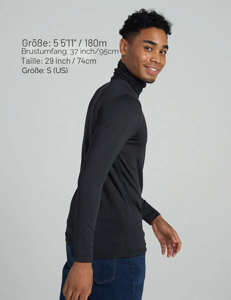 LAPASA Herren Rollkragen Thermounterhemd, Innenfleece Thermounterwäsche langärmliges Thermo-Shirt Funktionsunterwäsche Oberteil (M122 Warm/M124 Wärmer)