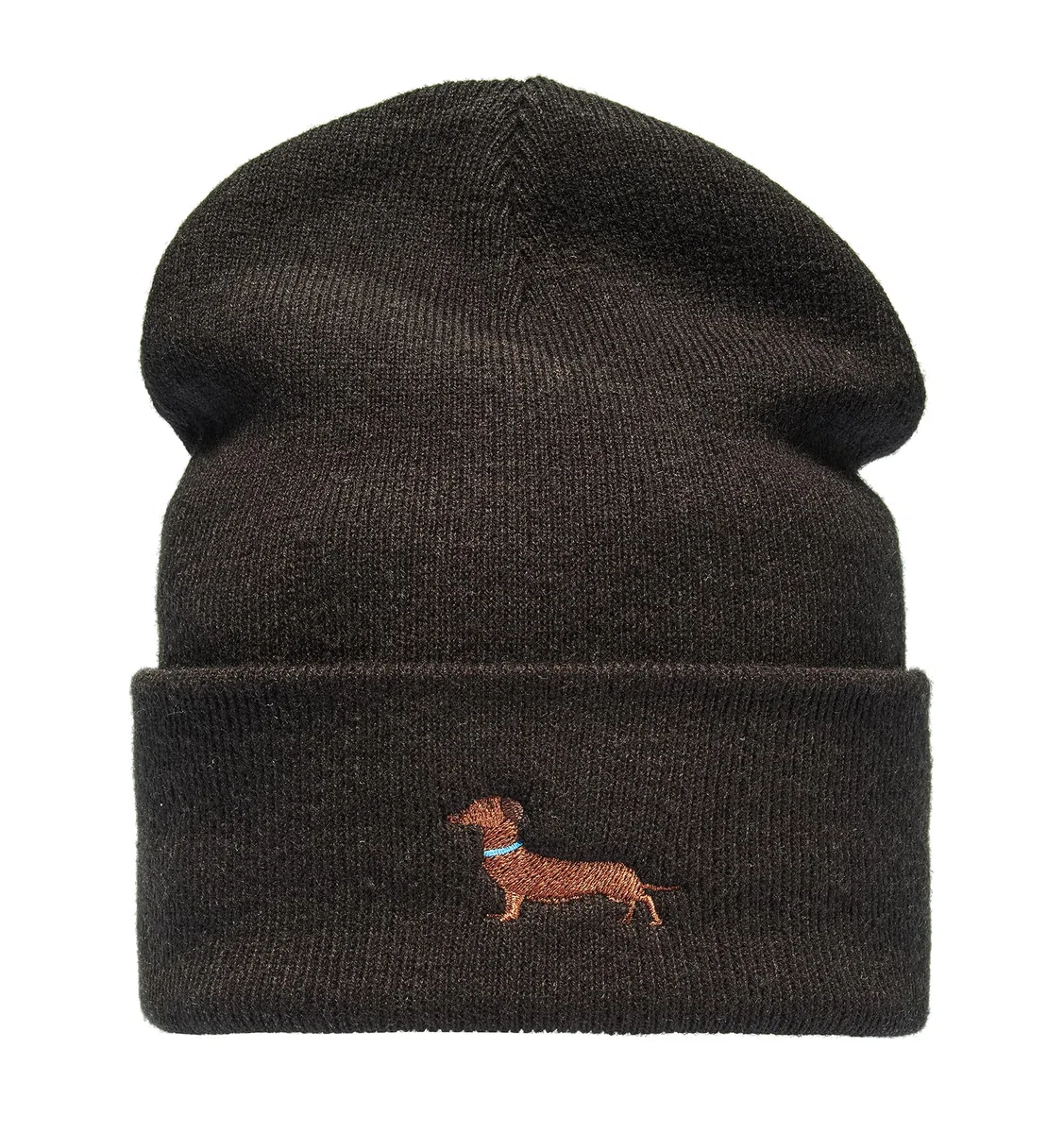 Baddery Beanie - „Dackel“ - Bestickte Strickmütze | Warme Wintermütze für Herren & Damen