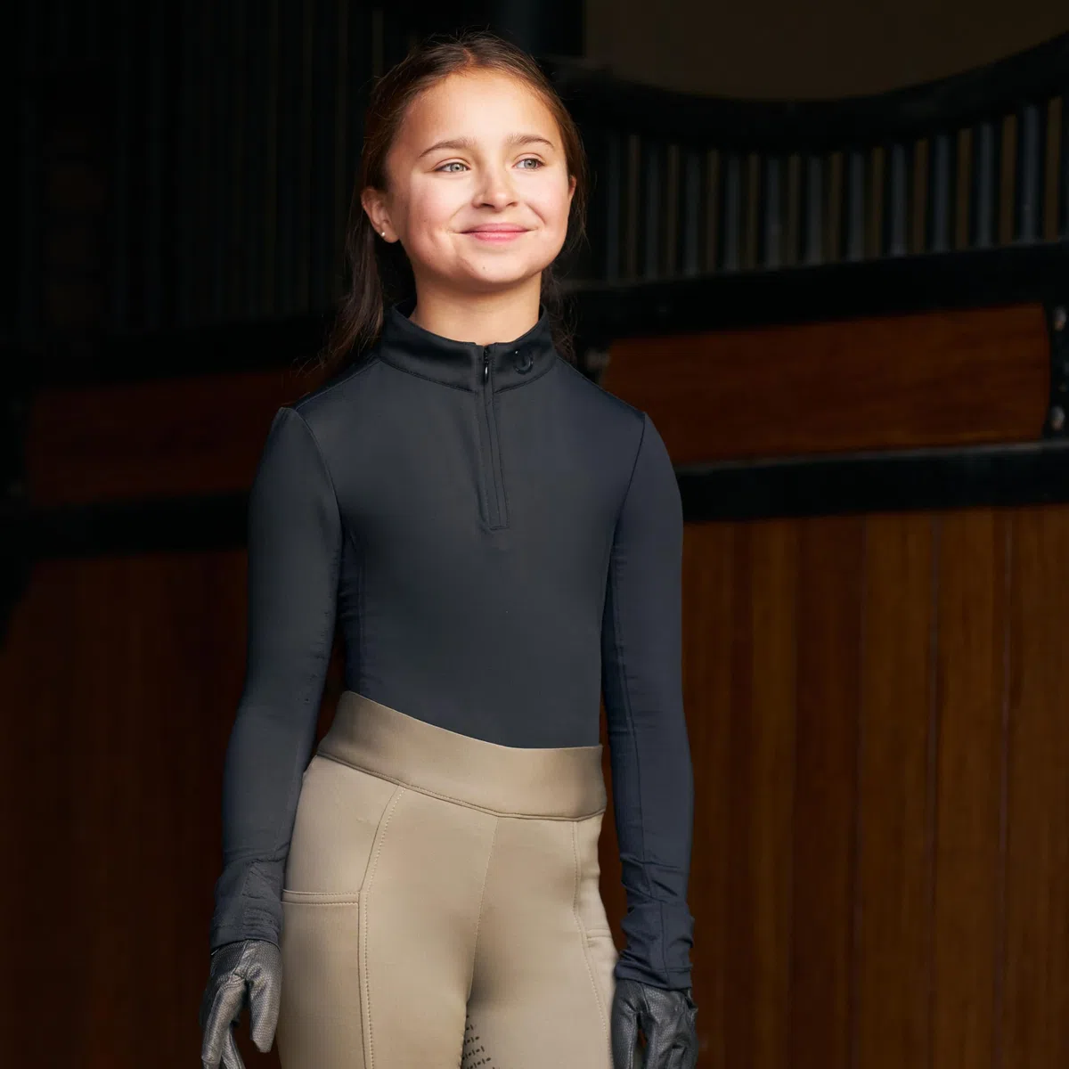 Imperial Riding Kinder Reitshirt IRH Jamy Mesh LS, Langarm Funktionsshirt mit Half-Zip und Stehkragen
