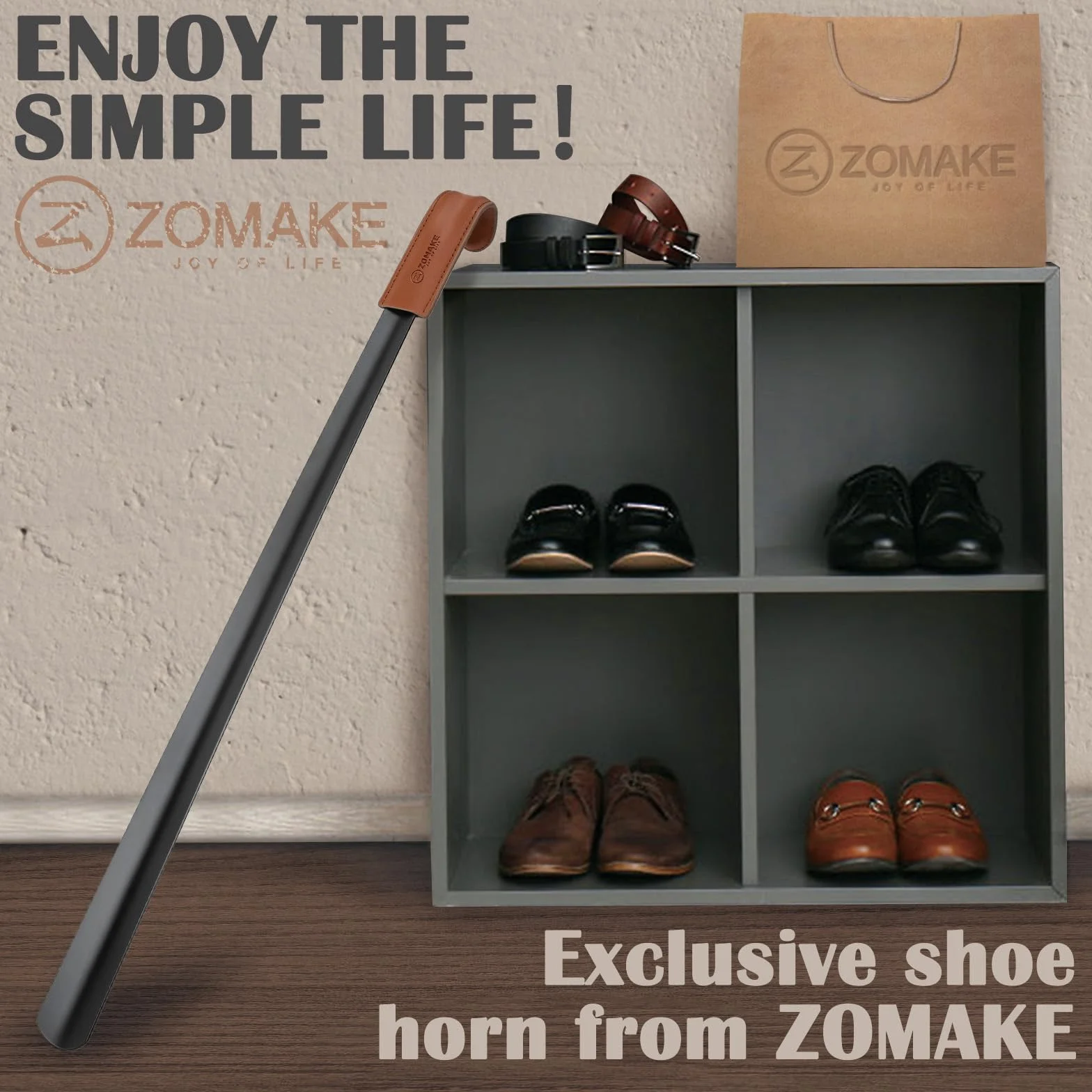 ZOMAKE Schuhlöffel Lang 72cm Schuhanzieher Langer Metall,Schulöffel Schwarz Extra Lange Stabil(1er Schwarz A)