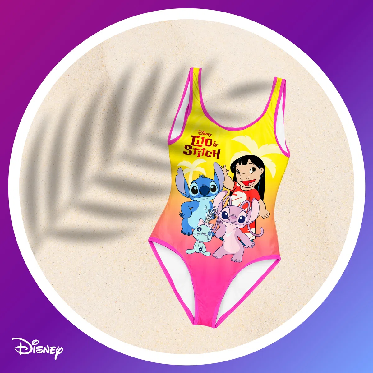Disney Stitch Mädchen Badeanzug Einteiliger Design Lilo Stitch Angel und Scrump Kinderschwimmanzug, Größen 6 bis 10 Jahre