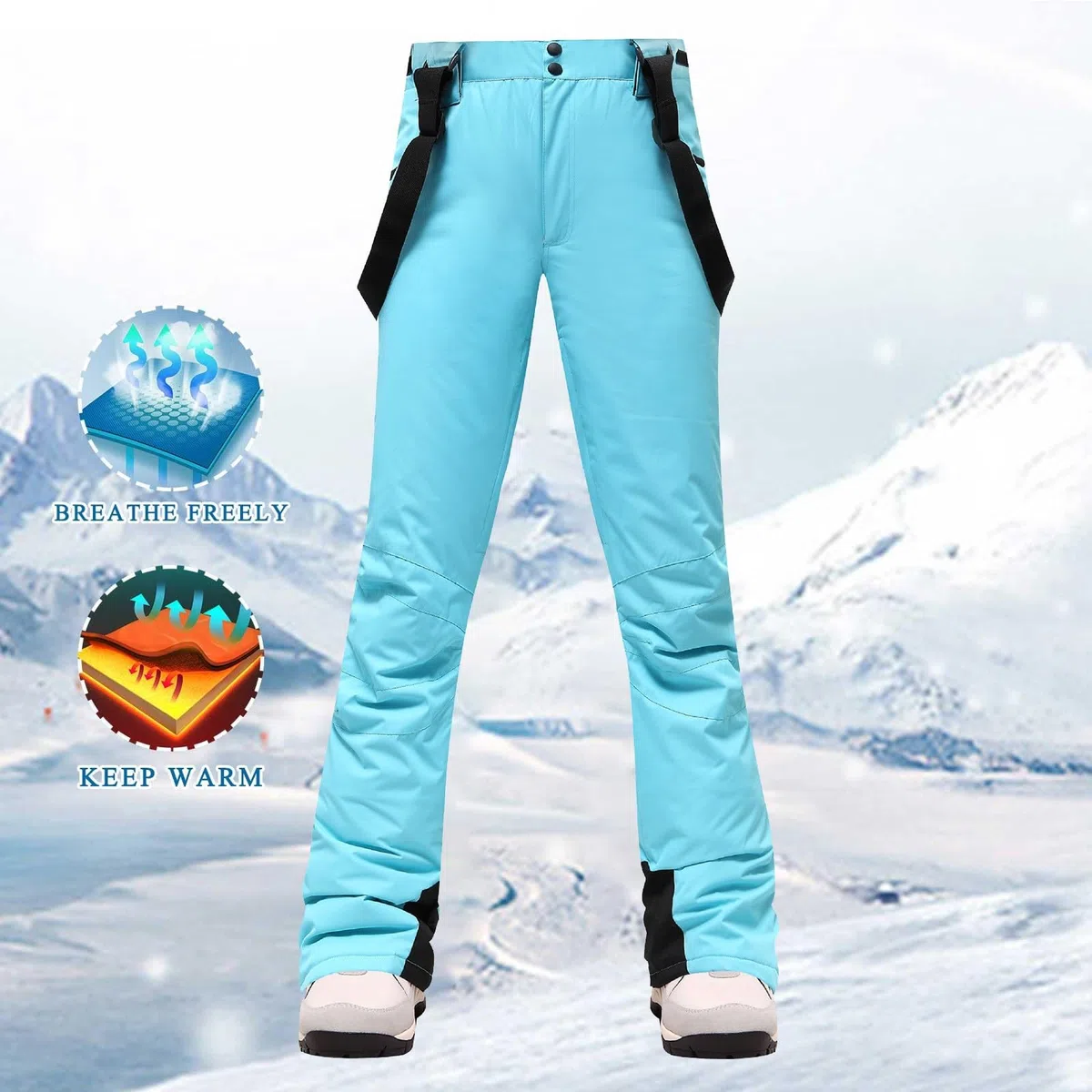 Thermo Skihose Damen Funktionshose Schneehose Mit Trägern Winter Warm Winddicht Thermohose Outdoor
