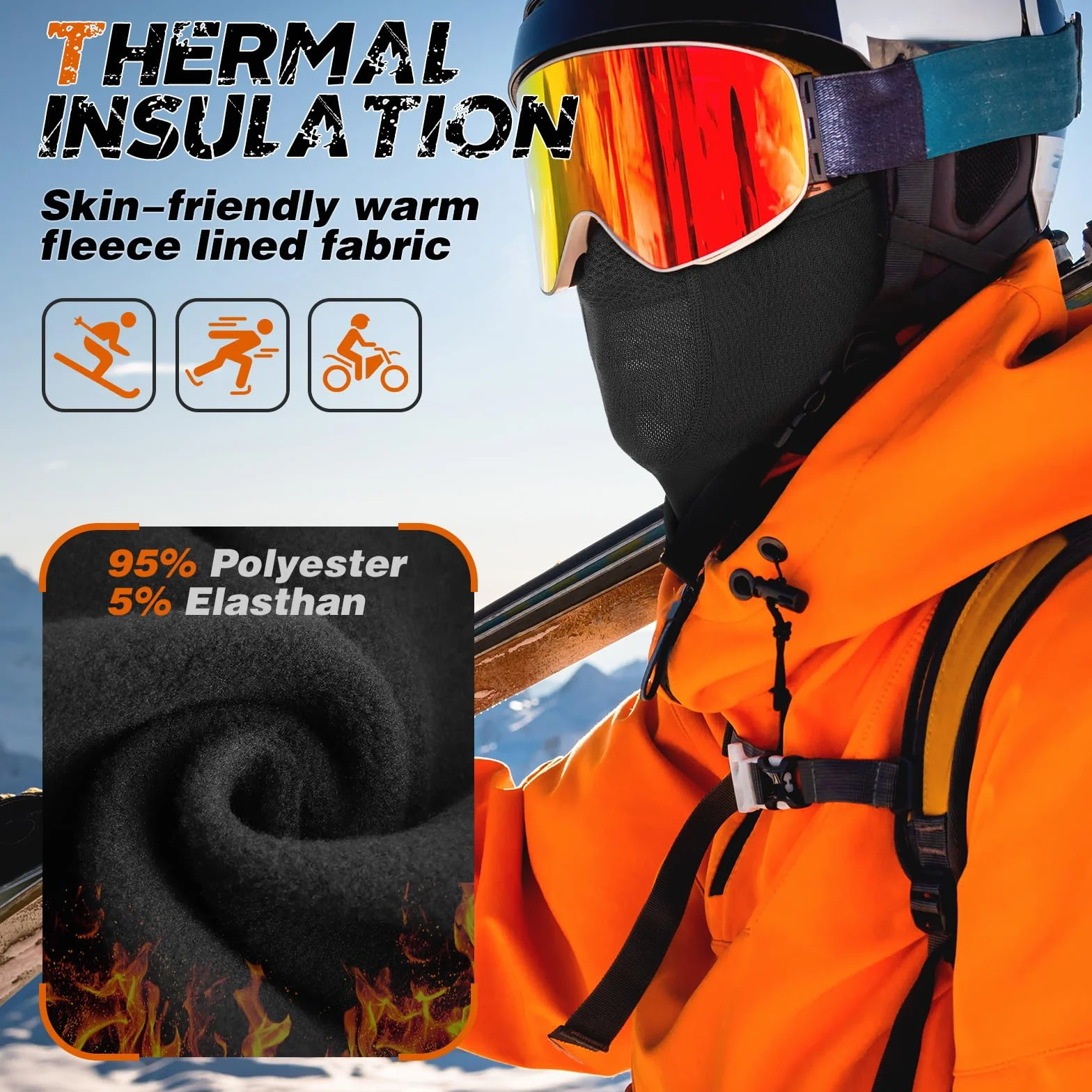 YANIKY Sturmhaube Winter Balaclava Skimaske für Herren und Damen, Winddicht Warm Gesichtshaube Atmungsaktiv Gesichtsmaske für Radfahren, Skifahren, Motorrad, Outdoorsports
