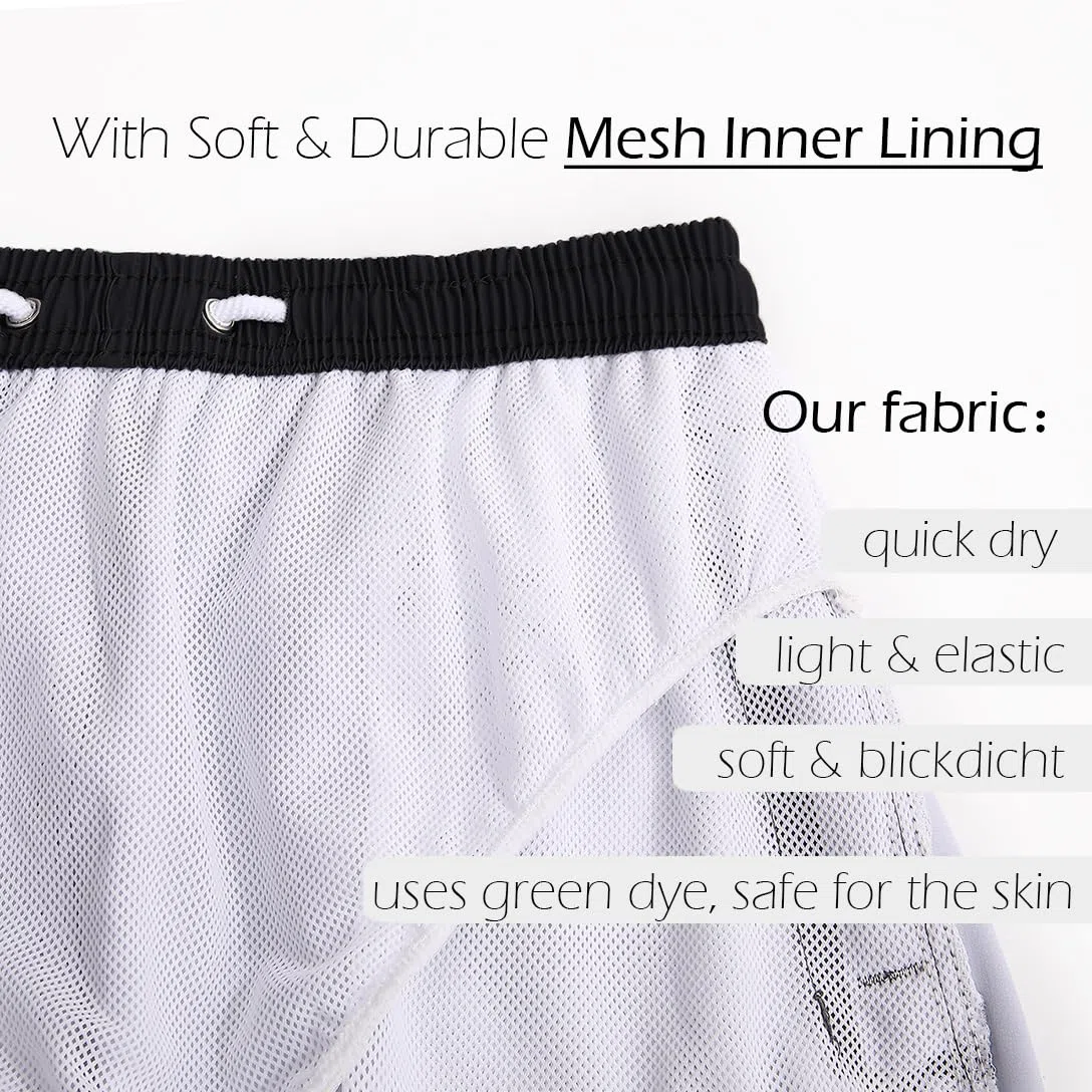 6″Herren Badehose mit Innenslip & Taschen, Quick Dry Atmungsaktive Badeshorts mit Gummibund & Kordelzug für Swim Sport Laufen