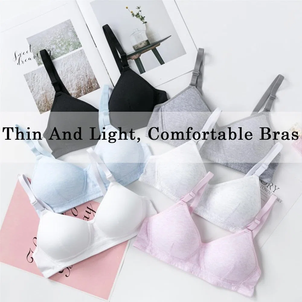 Bysion Mädchen Sport BH aus Baumwolle Bralette 3er-Pack Ohne Bügel Nahtlose Sportunterwäsche mit Verstellbarem und abnehmbarem Schultergurt Unterwäsche