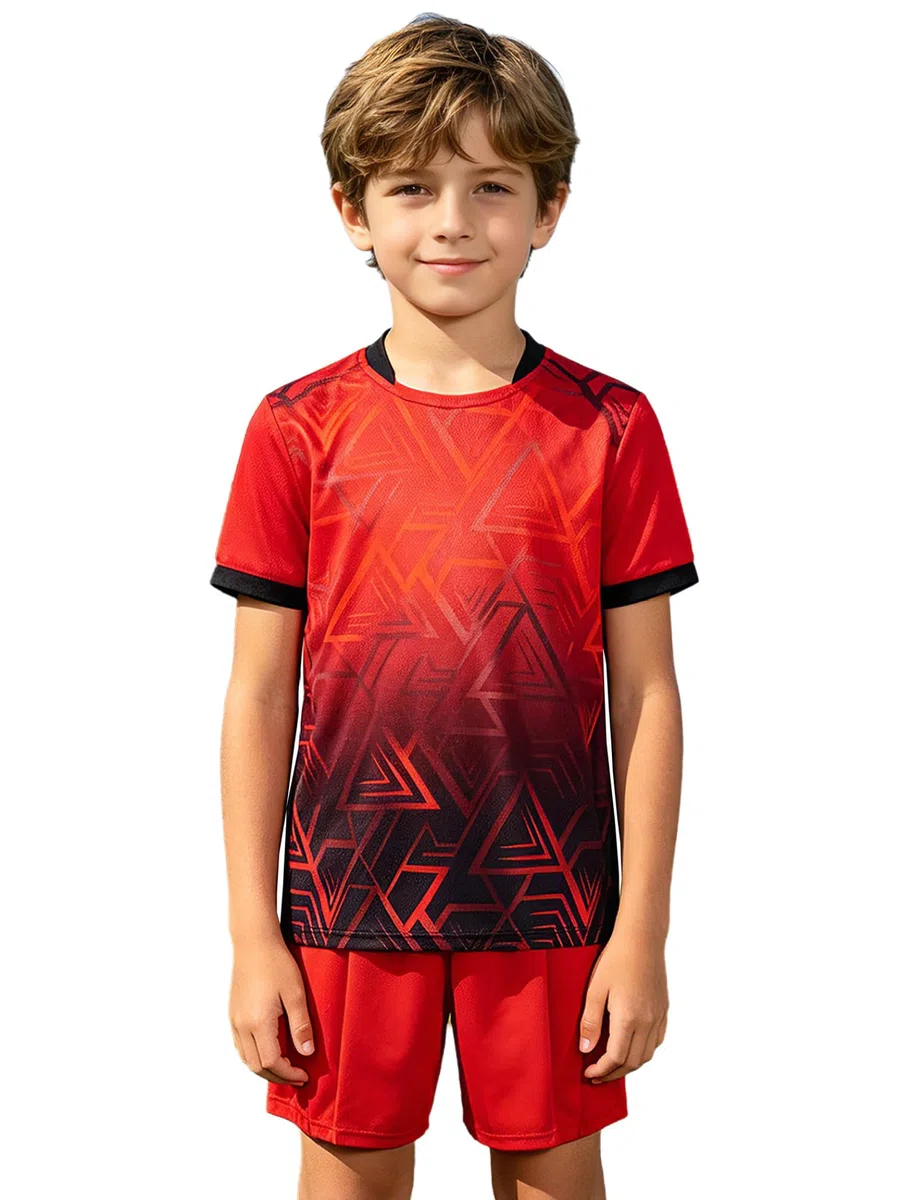 Set Trainingsanzug Sportanzug Sommer Jungen Kinder Kurzarm T-shirt Trikot mit Kurze Hosen Jogginganzug Fußball