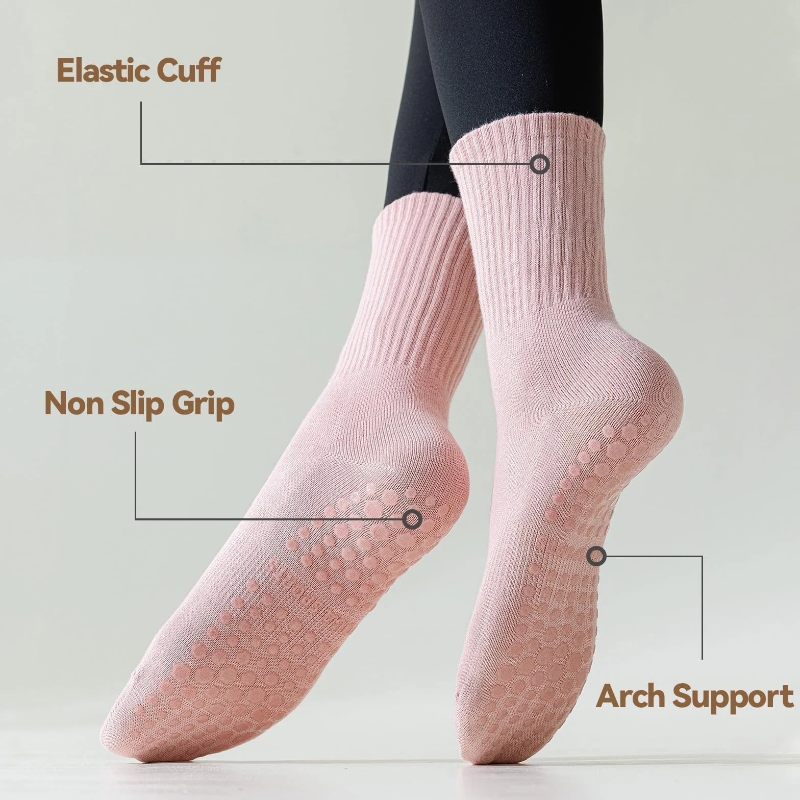 BONANGEL Pilates Socken Damen (4 Paar) Rutschfeste mit Noppen Antirutsch Socken für Schwanger Stoppersocken für Yoga