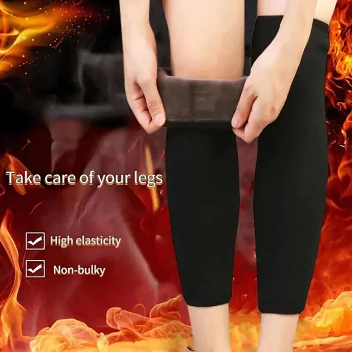 Kaschmir-Beinwärmer, winterwarm gestrickt über kniehoher Beinwärmer, warme Thermo-Knie-Kompressionsmanschette für Männer und Frauen