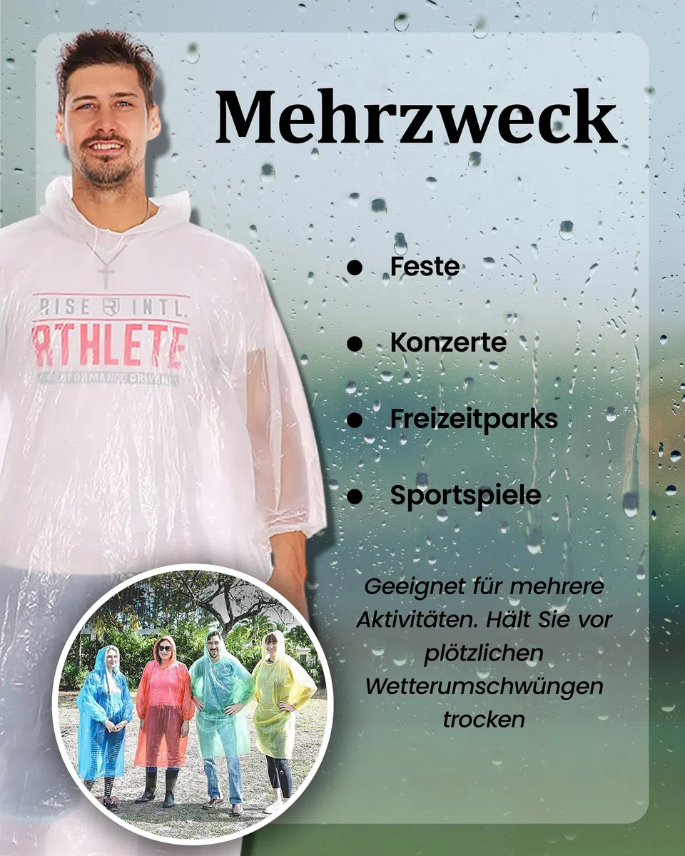 REDSTAR Waterproof Rain Ponchos Family Pack - Disposable Rain Poncho Adult Waterproof Raincoat Women and Men - Emergency Raincoat or Pac a Mac as Camping, Hiking, Travel and Festival Accessories