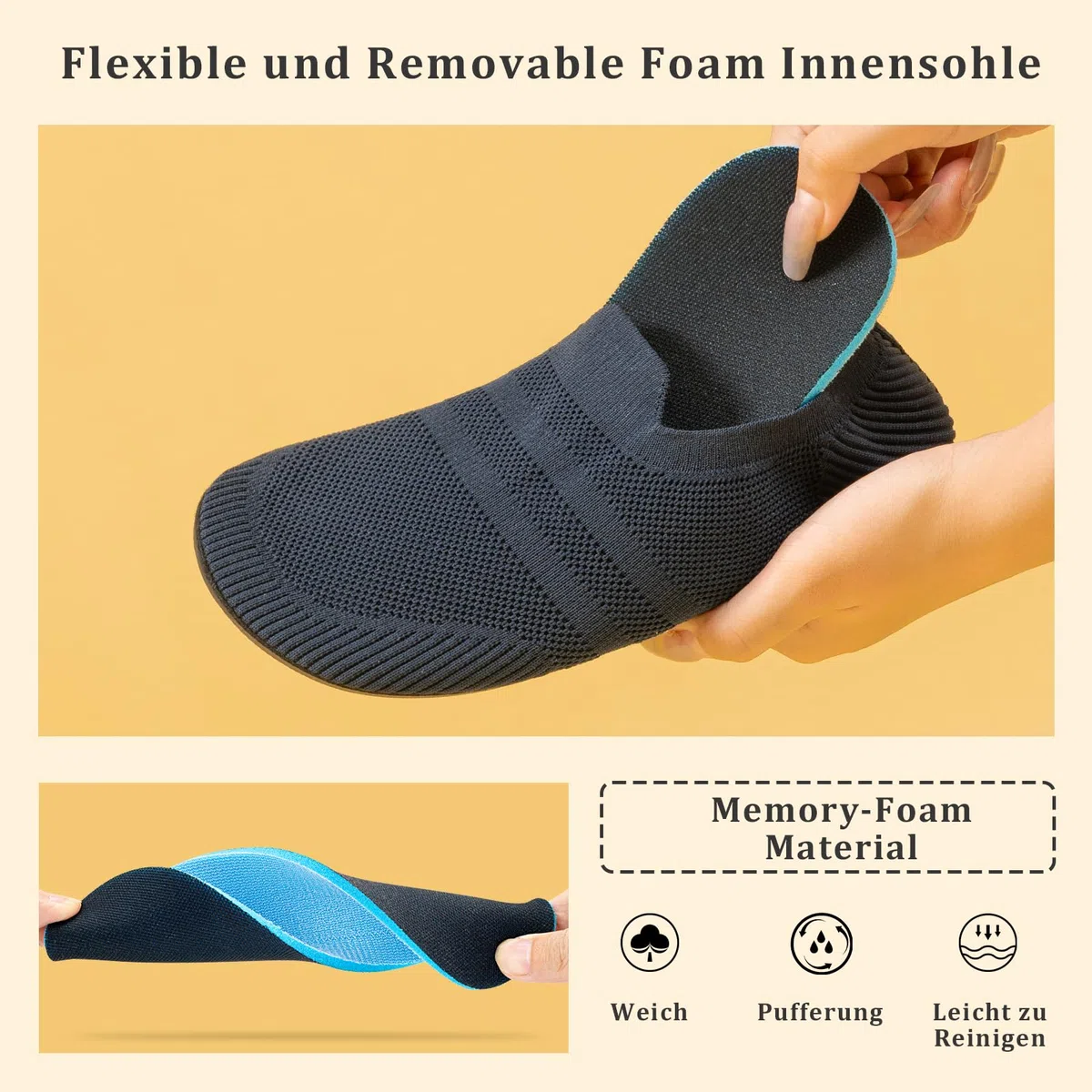 KOWAYI Hausschuhe Herren Haussocken Damen Leichte Geschlossene Hüttenschuhe Atmungsaktive Slipper Cozy Pantoffeln Unisex Barfußschuhe