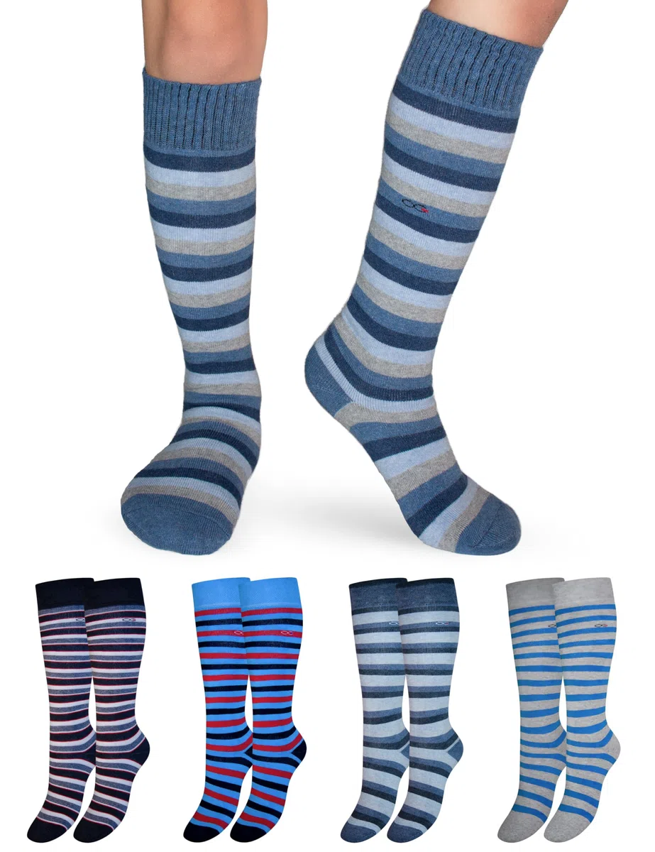 OCERA Kinder Thermo Kniestrümpfe, 4 Paar Winterstrümpfe für Mädchen und Jungen, mit Innenfrottee und Atmungsaktiver Baumwolole, für Skifahren, Snowboarden und Wandern