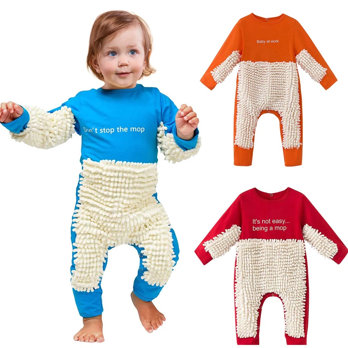 Baby Mädchen Jungen Krabbelstrampler Langarm Baby Floral Mop Design Jumpsuit
