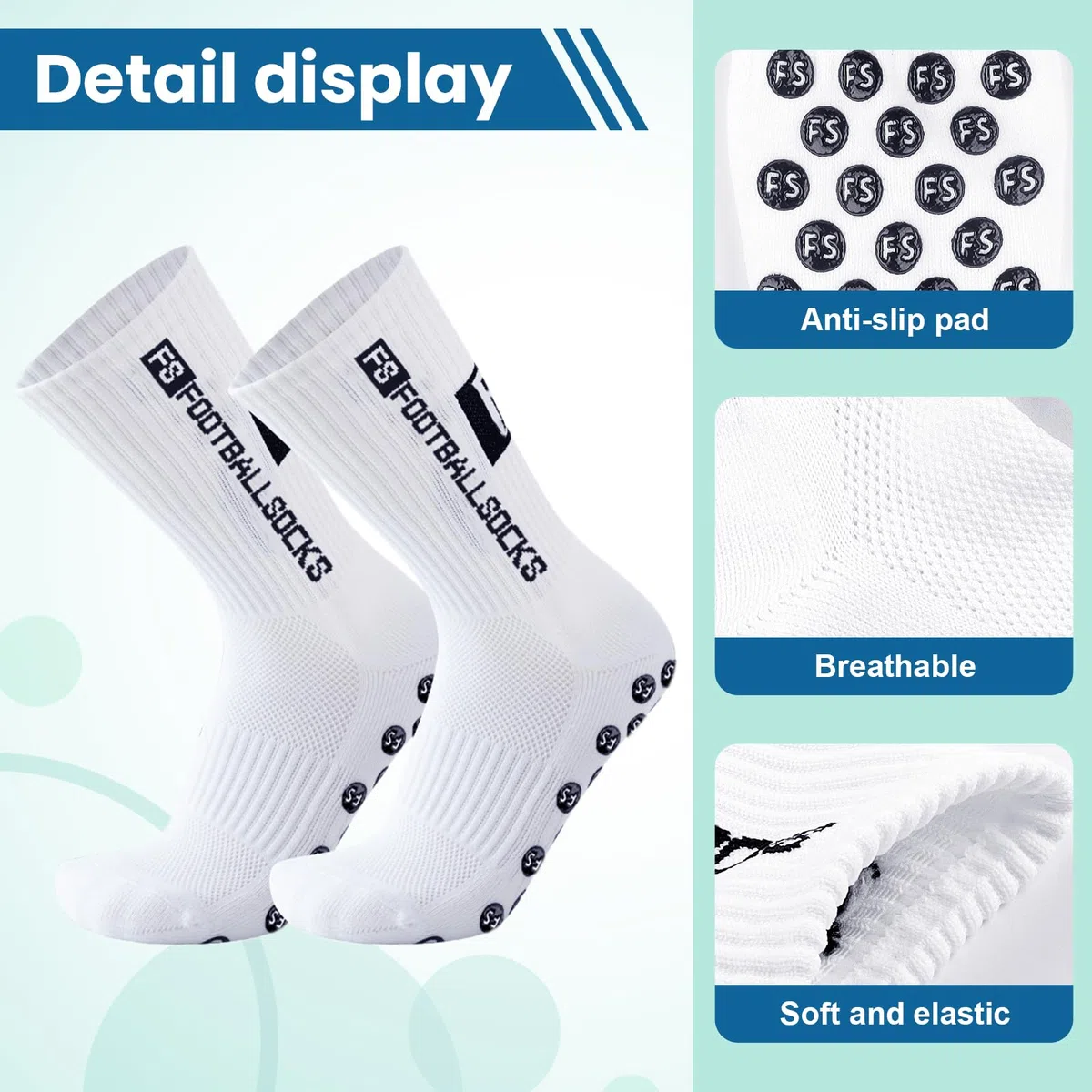 Fußball Socken, Sport socken 39-46 Anti Rutsch Grip Fussball Socken Rutschfeste Fußballsocken für Herren Damen Fussball Basketball Laufen Radfahren