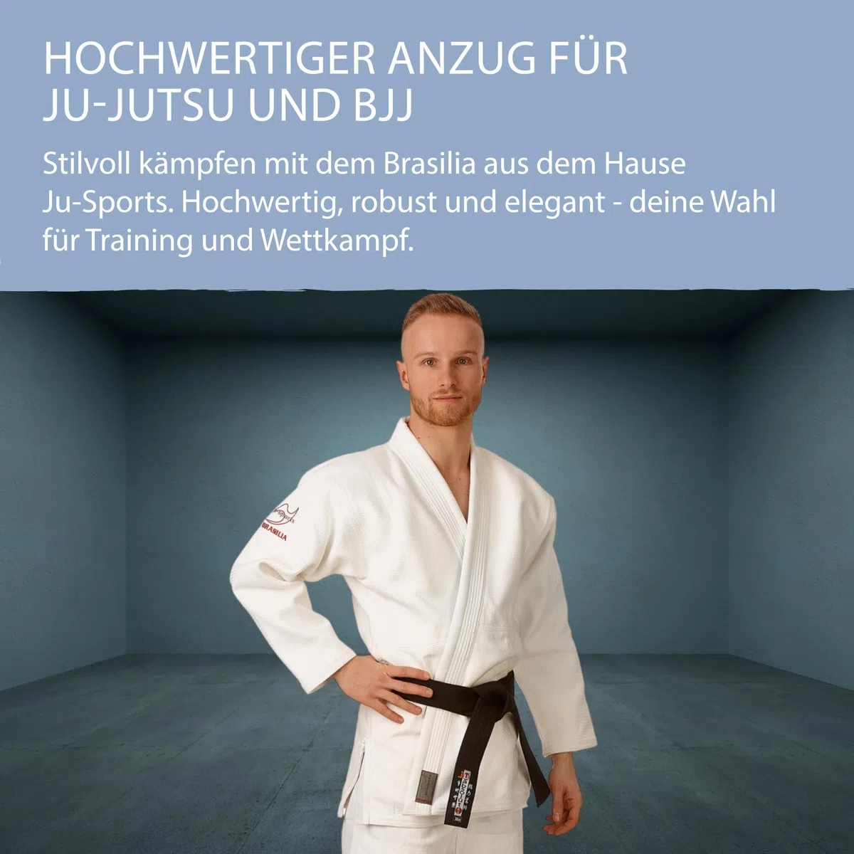 Ju-Sports Ju-Jutsu Anzug Brasilia Weiß I Moderner Jujutsu Anzug für Erwachsene I BJJ Gi Herren fürs Training I Doppelt verstärkter Brust- & Schulterbereich I 100% Baumwolle