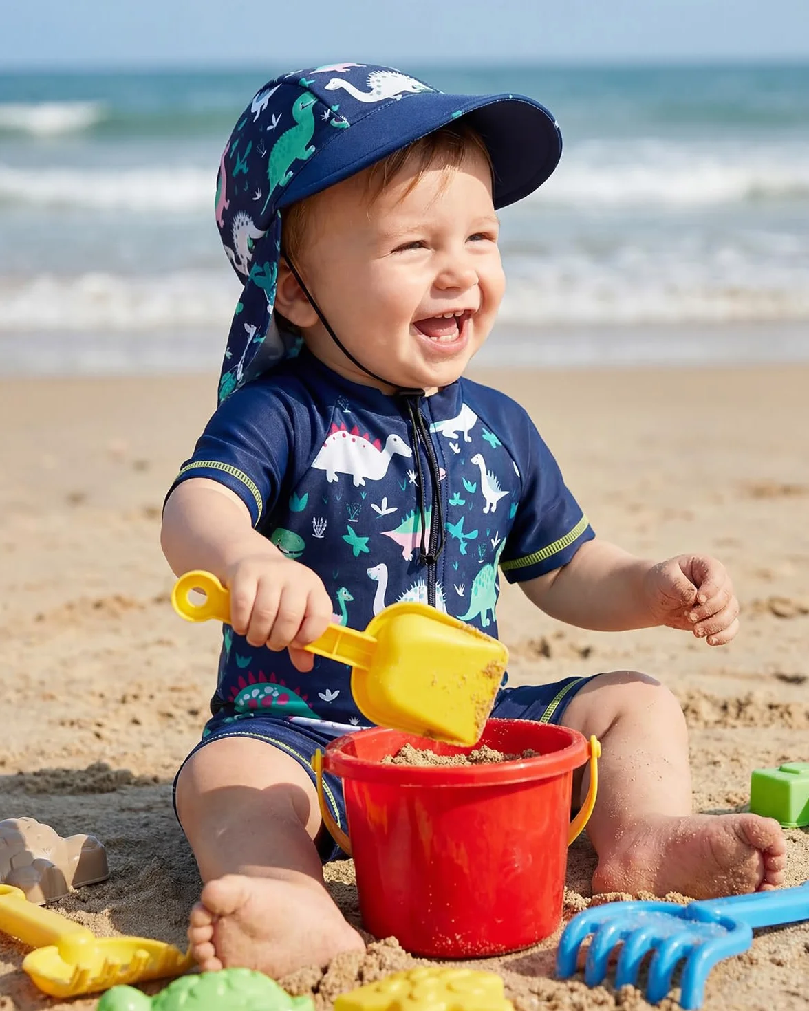 JiAmy UV Badebekleidung Baby Junge Badeanzug mit Hut Badeanzug Baby Kinder Schwimmanzug