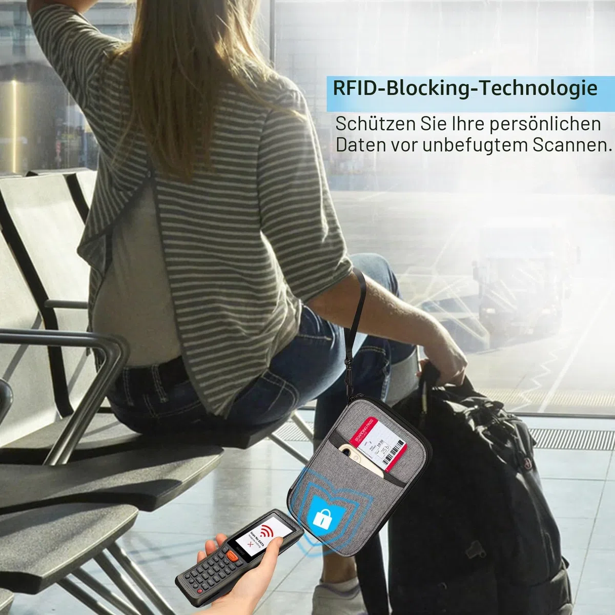 FINTIE Reisepass Tasche Familie Reiseorganizer, RFID-Blockier Wasserdicht Handytasche Reisepasshülle Ausweistasche Dokumente 6 Pässe für Damen und Herren,