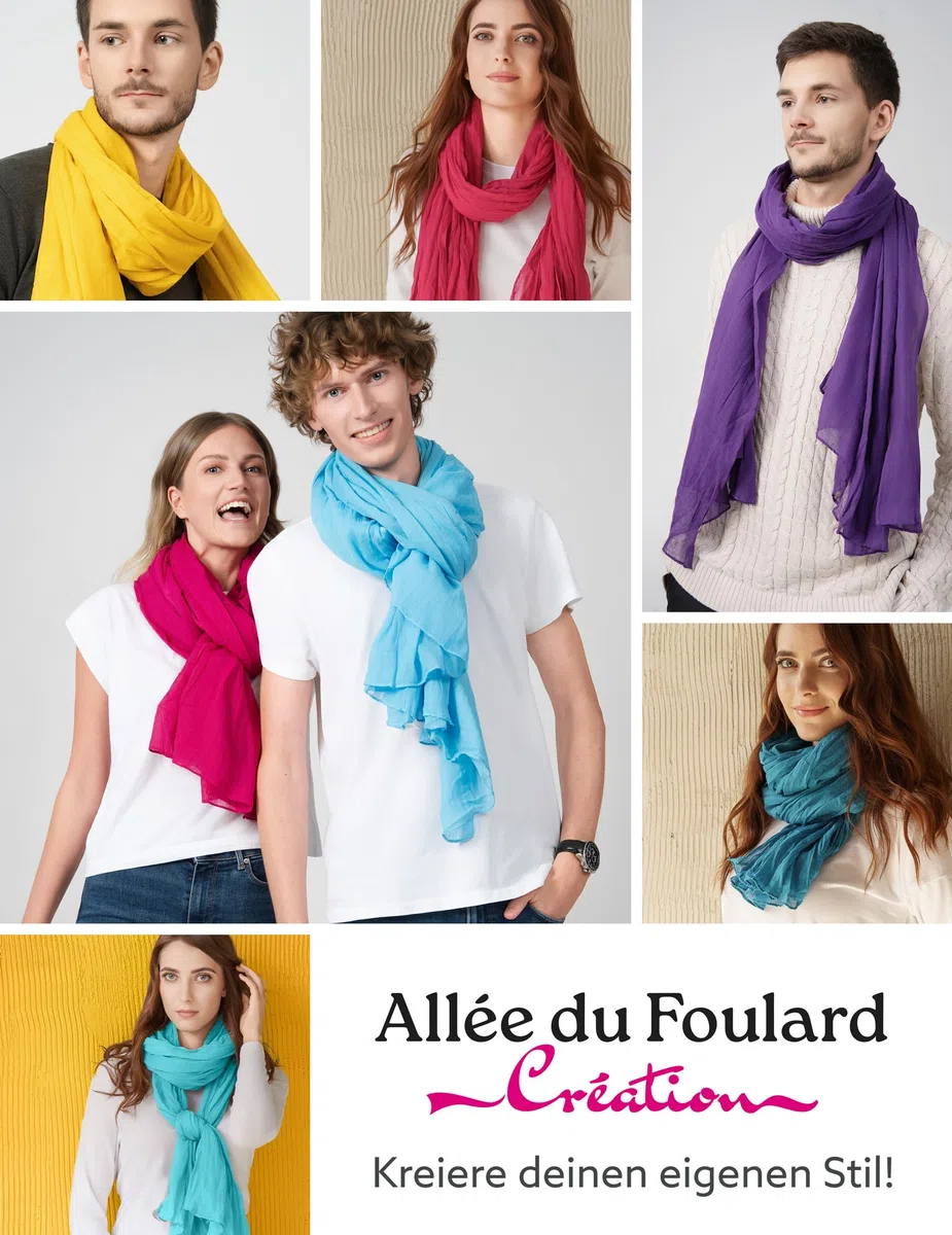 ALLEE DU FOULARD Schal für Damen und Herren, Leichte Stola - 100% Baumwolle – Größe 200 x 110 cm - Über 40 Unifarben – Premium-Schal - flexibel und komfortabel