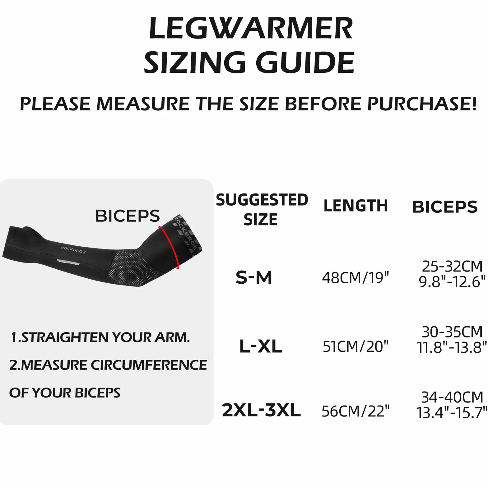 ROCKBROS Ärmlinge Unisex Arm Sleeves Rutschfest Armwärmer UV Sonnenschutz Winddicht Warm für Radsport Wandern Laufen Outdoor S-3XL