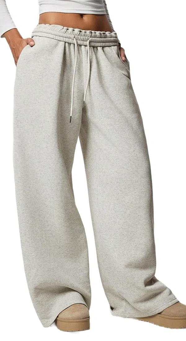 WINKEEY Jogginghose Damen Sporthose Lang Weites Bein Trainingshose High Waist Baggy Freizeithose mit Elastischem Bund Yoga Fitness Sweatpants