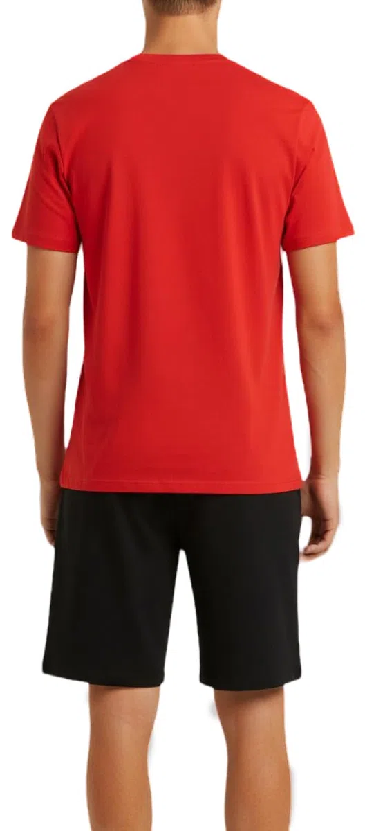 Jungen Schlafanzug kurz, aus 100% weicher Baumwolle und mit Hose in Bermuda Form, mit BMX Motiv, in der Farbe rot