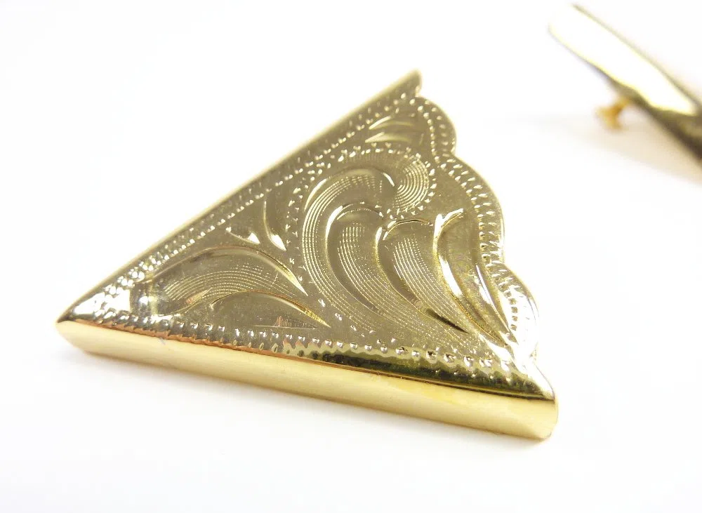 Rodeo Ready Kragenecken Gold Plated Engraved Kragenecken Kragenspitzen Collar tips Westernschmuck Westernasseccoires für Westernhemden Gold
