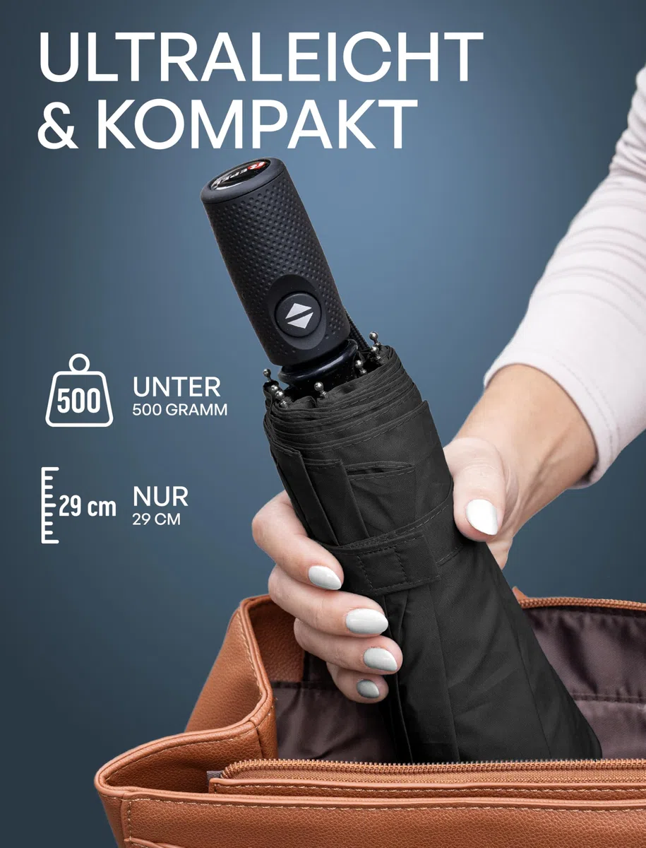 Repel Regenschirm Klein, Sturmfest, Kompakter, Robuster Taschenschirm Automatik, Sturmfest, Reise Regenschirm, Leichtes, Starkes Fiberglasgestell, Wasserdicht - Für Rucksack & Handtasche