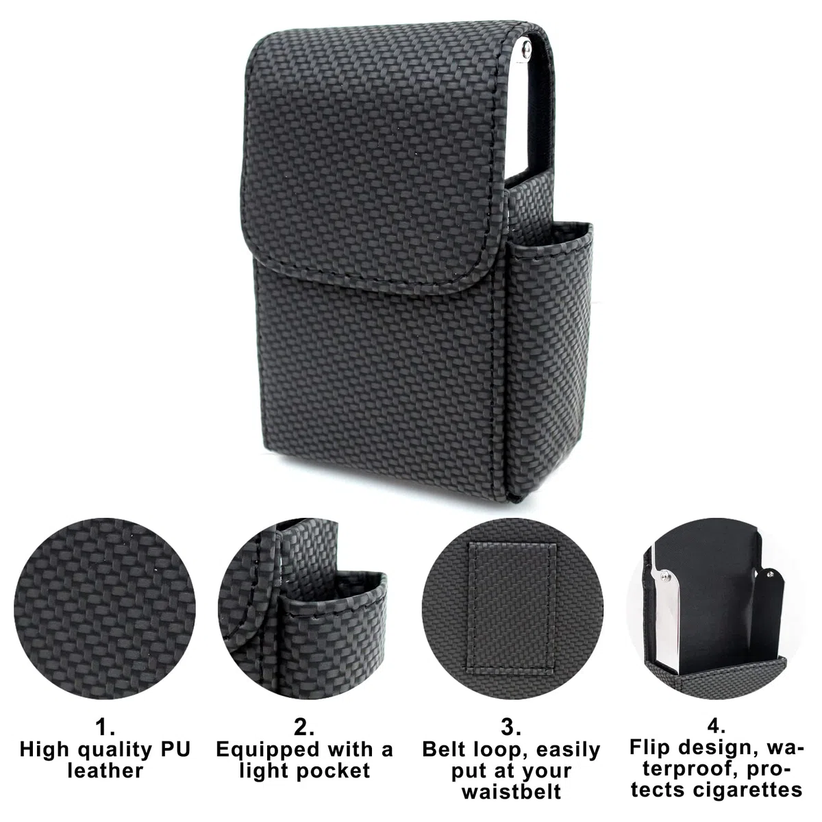 Boshiho Neutral Zigarettenhülle PU Leder für Zigarettenpackungen hochwertigem Leder und Feuerzeug Tasche