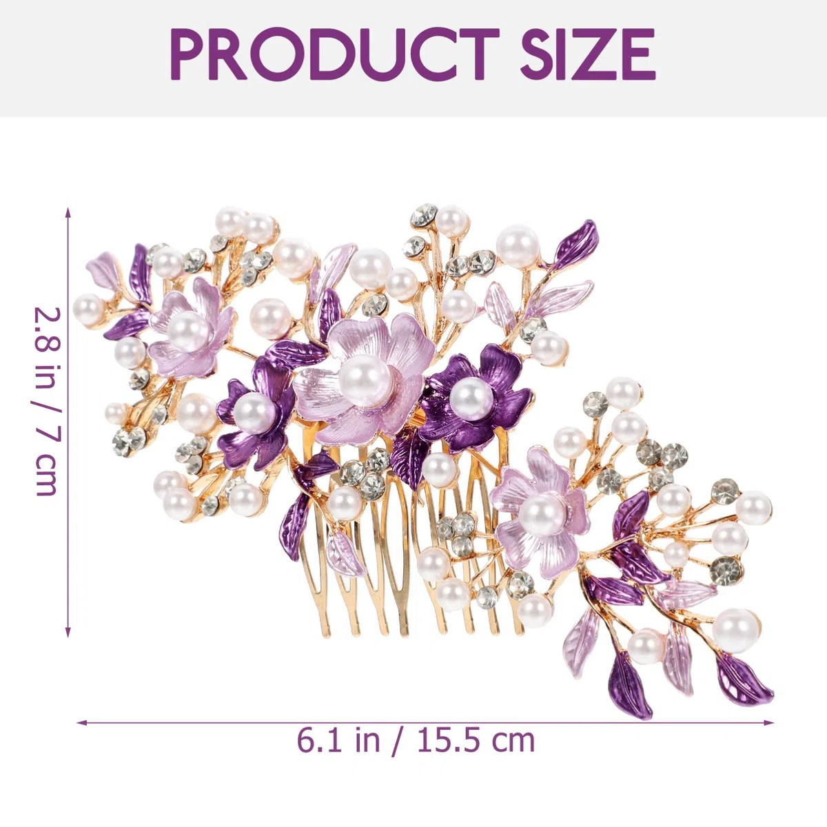 Kichvoe Braut Haarkamm Mit Perlen Und Floralen Blumen Eleganter Seitenkamm Für Hochzeit Leichtes Haarschmuck Zubehör Für Brautjungfern Und Festliche Anlässe 6.10X2.76X0.39 Zoll