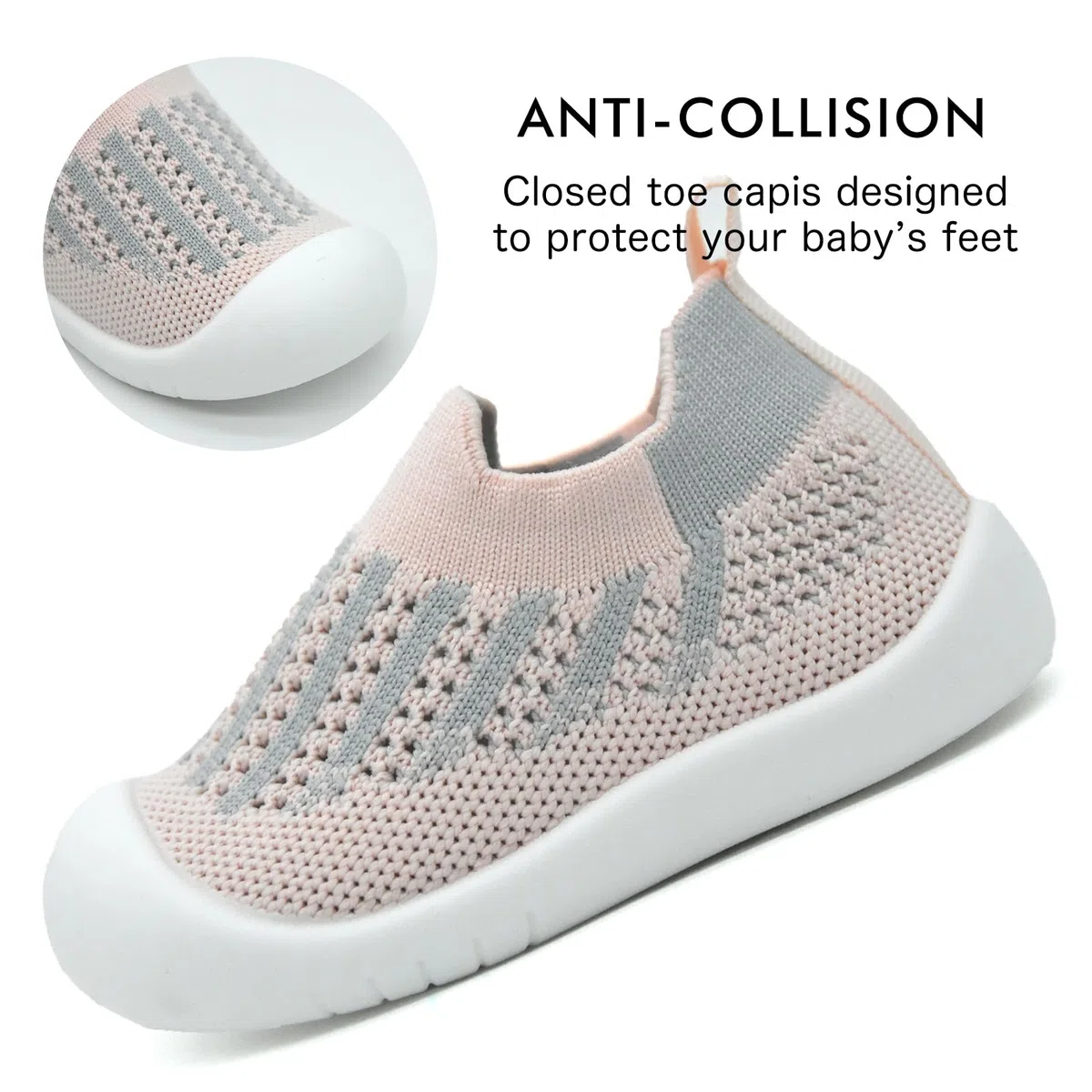 Baby Sockenschuhe Lauflernschuhe Krabbelschuhe für Mädchen und Jungen im Alter von 6-36 Monaten mit weich gestricktem Material und Rutschfester Gummisohle