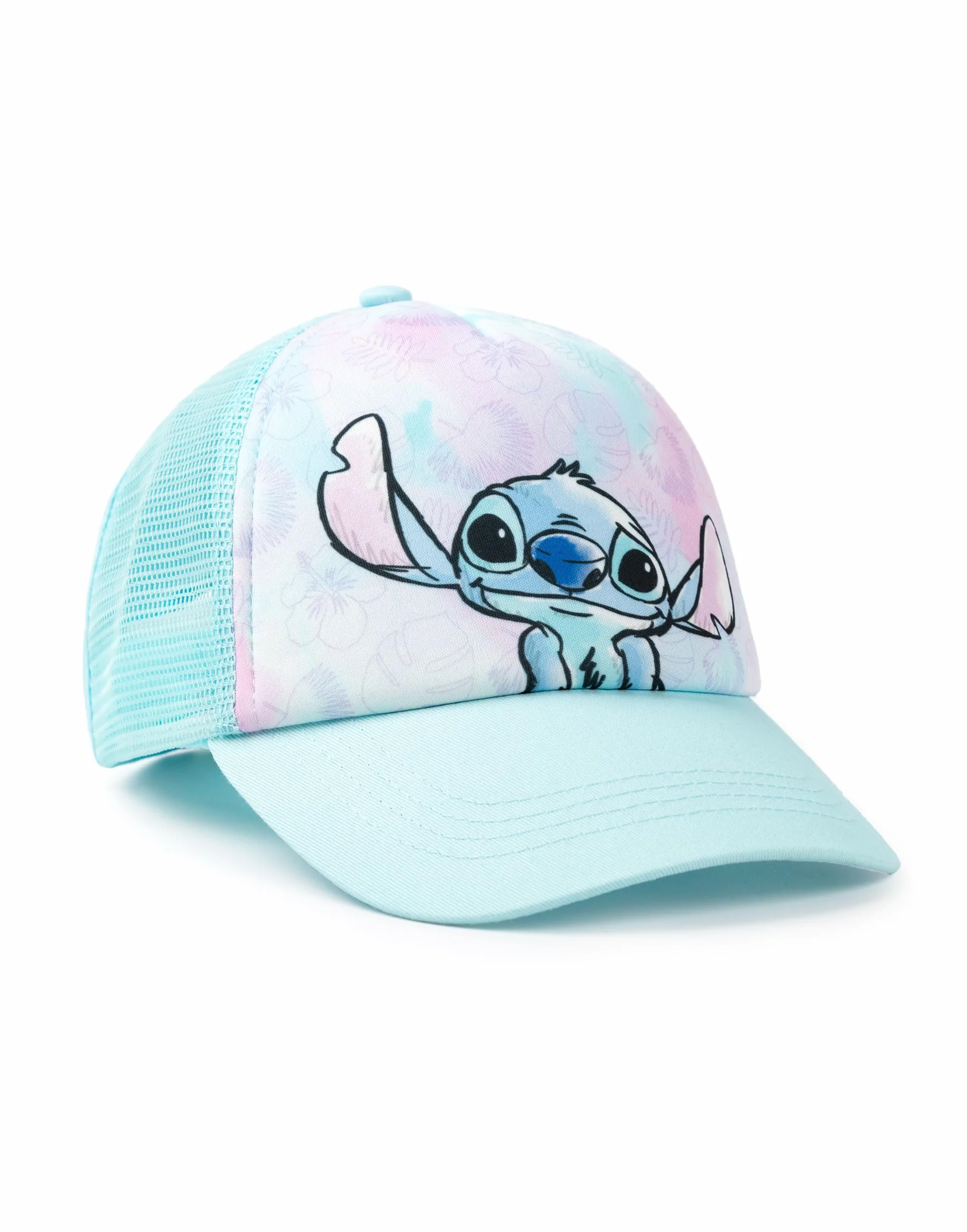 Disney Lilo & Stitch Baseballkappe für Mädchen, verstellbar, Hellblau, Freizeitkleidung, Mütze mit Stichgrafik, Stitch Merch, Netz-Sonnenschutz, gebogener Schirmmütze, Charakter-Accessoire für Kinder