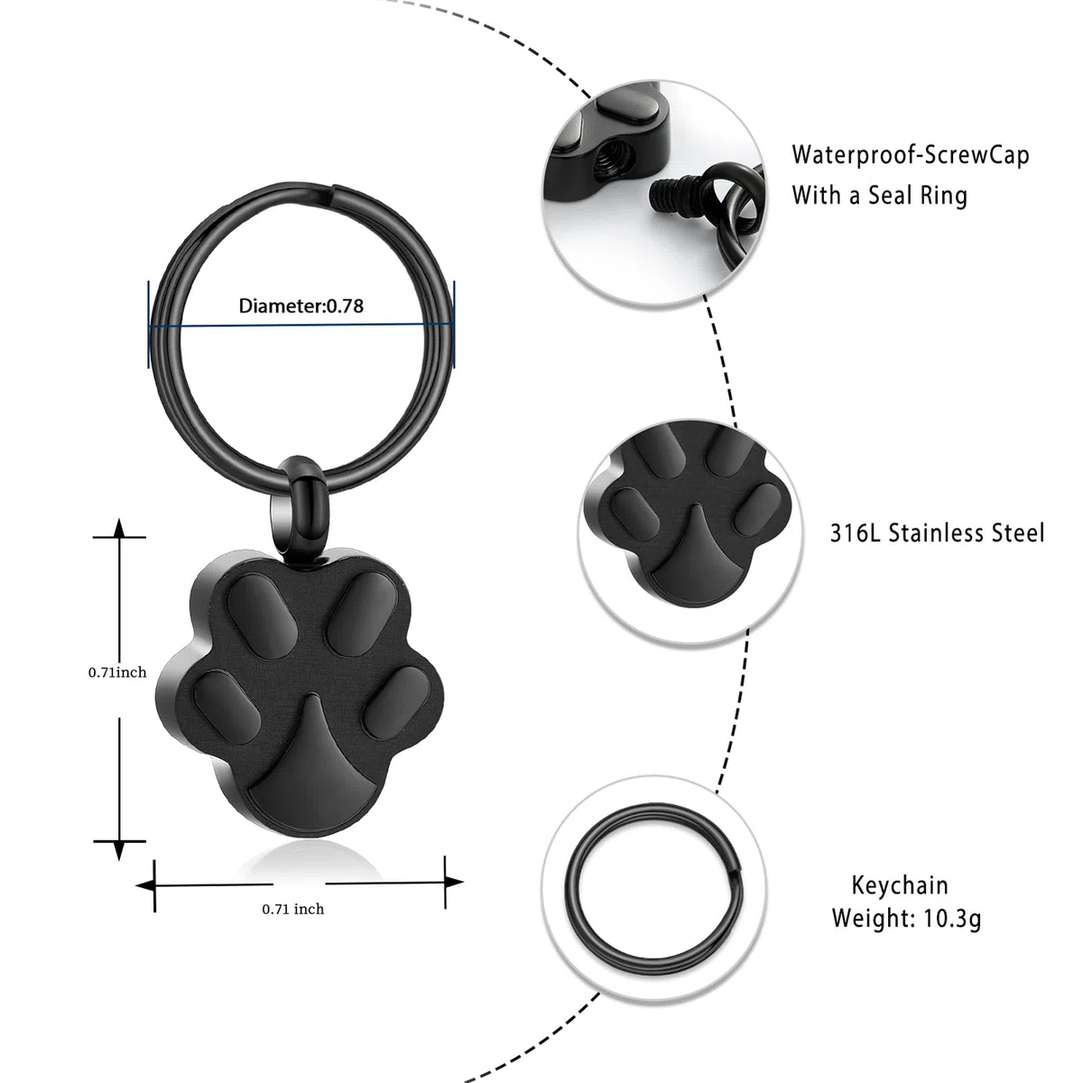 Einäscherung Schmuck Urne Schlüsselanhänger für Haustier menschliche Asche Hund Katze Keepsake Memorial Urne Schlüsselanhänger Asche Halter für Frauen Männer