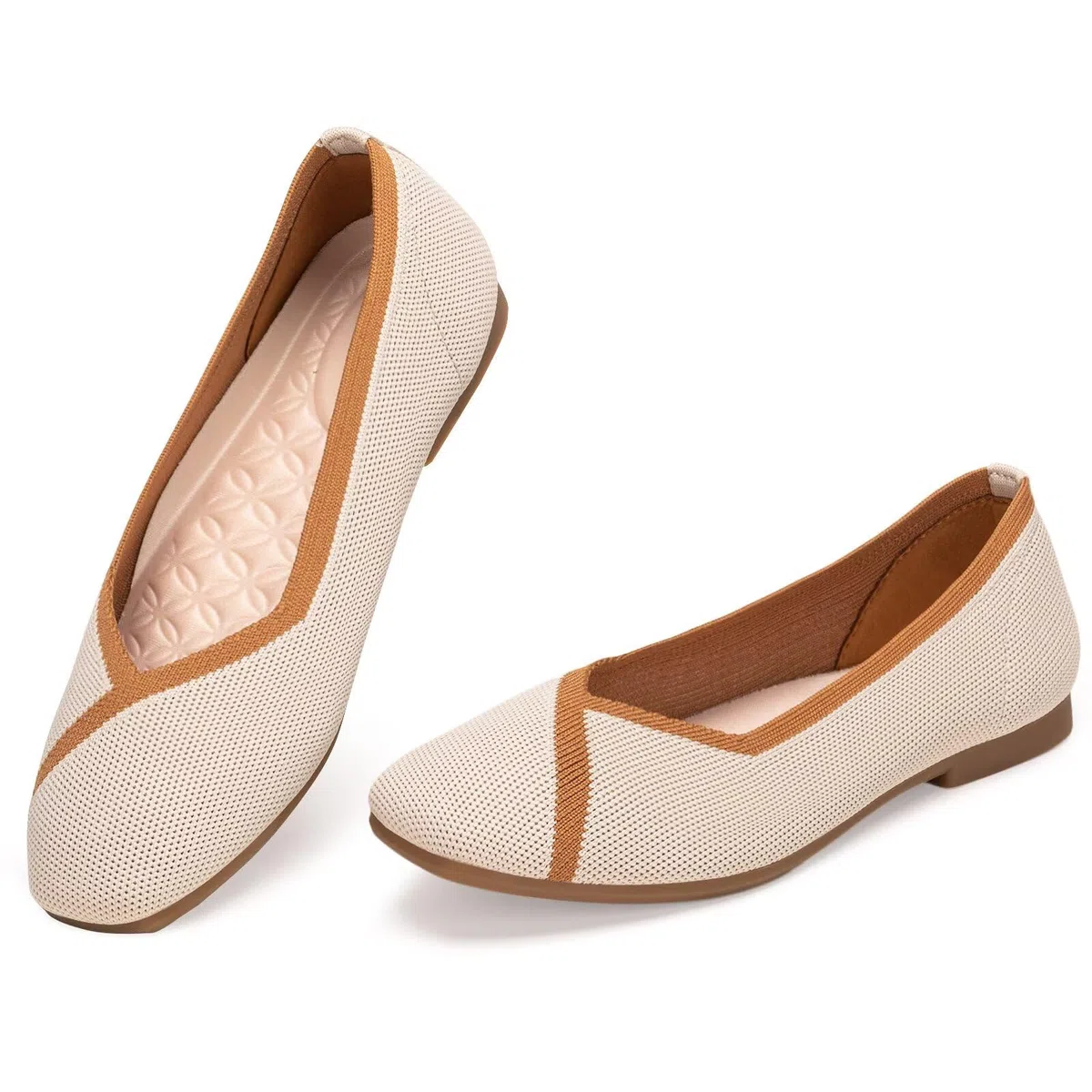 Frank Mully Damen Flache Schuhe mit quadratischer Zehenpartie, Bequeme Flache Strickschuhe, Arbeitsschuhe für Damen