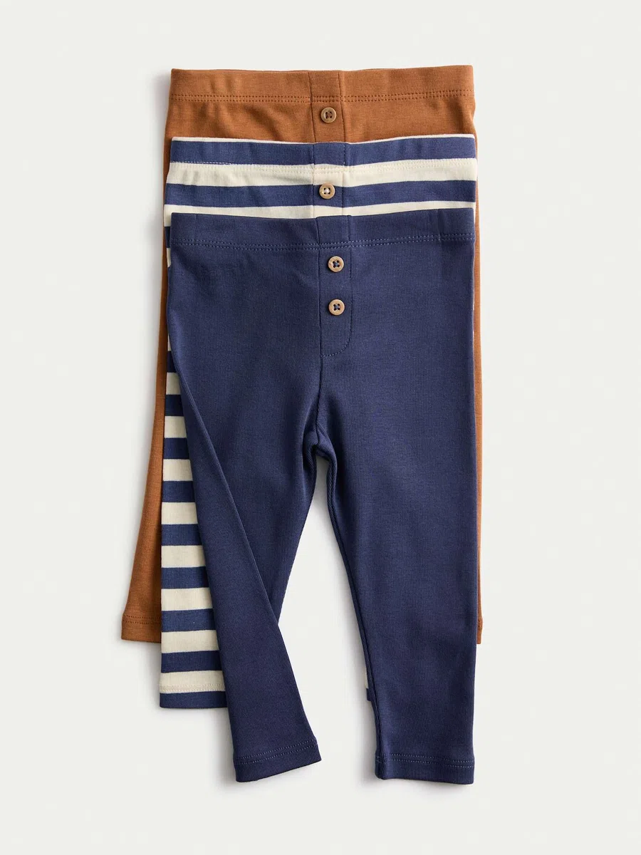 Marks & Spencer 3er-Pack Baby Gestreifte Leggings – Unisex für Jungen & Mädchen