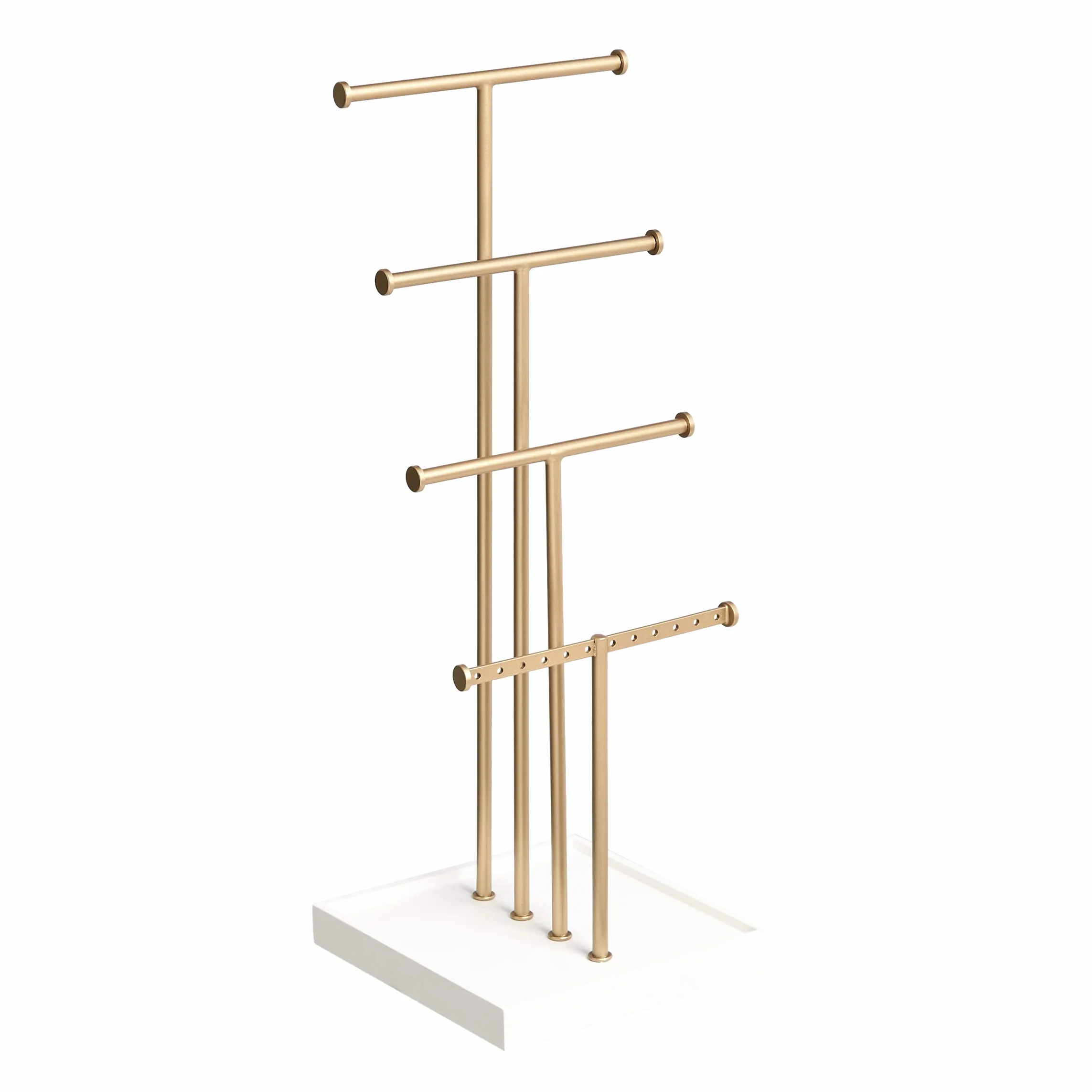 Amazon Basics Blatt Schmuckständer, Baum-Design, 4 Ebenen, Weiß/Messing