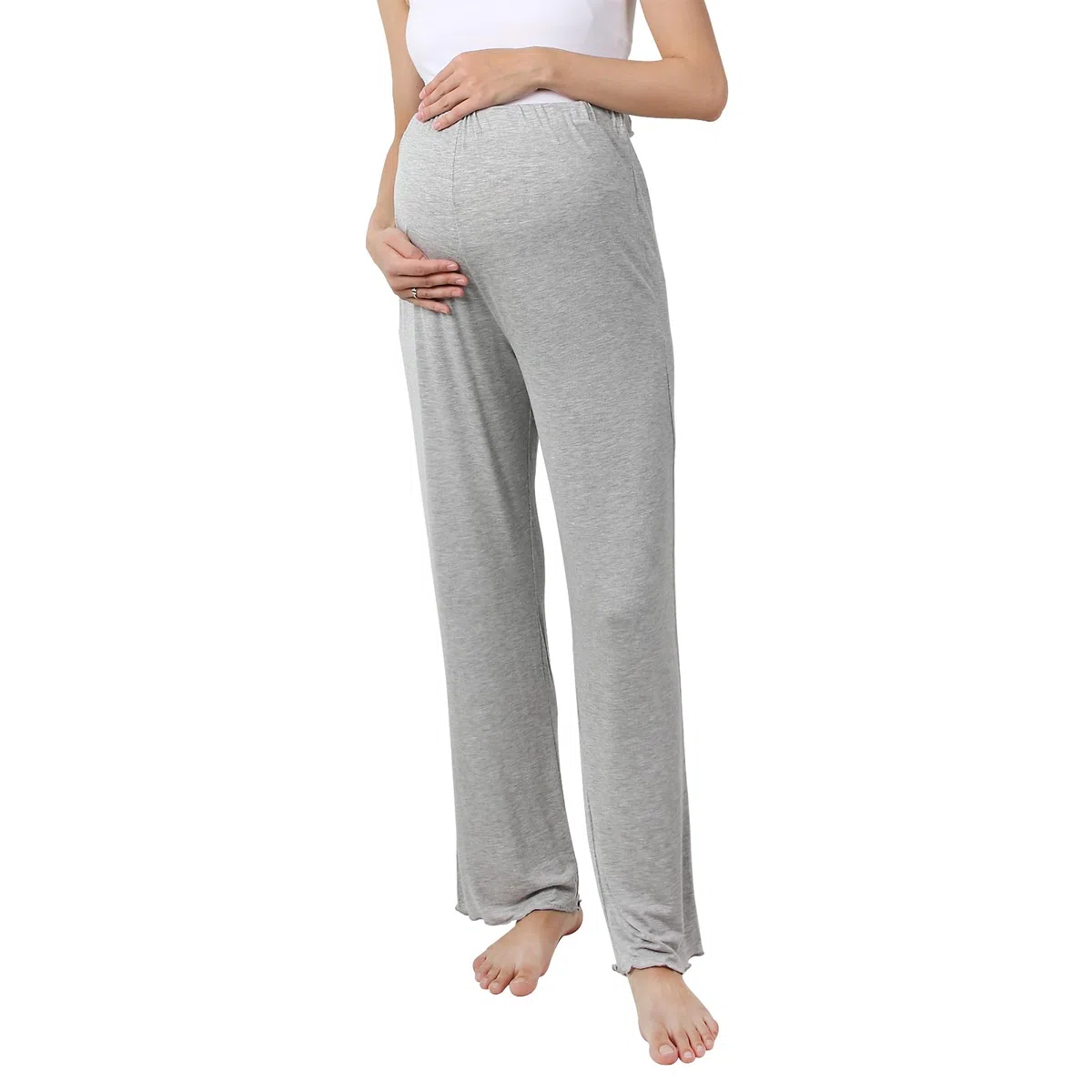 Damen Umstandshose mit Verstellbarer Bund Damen Einfarbige Umstands-Pyjamahose Schwangerschafts-Lounge-Hose