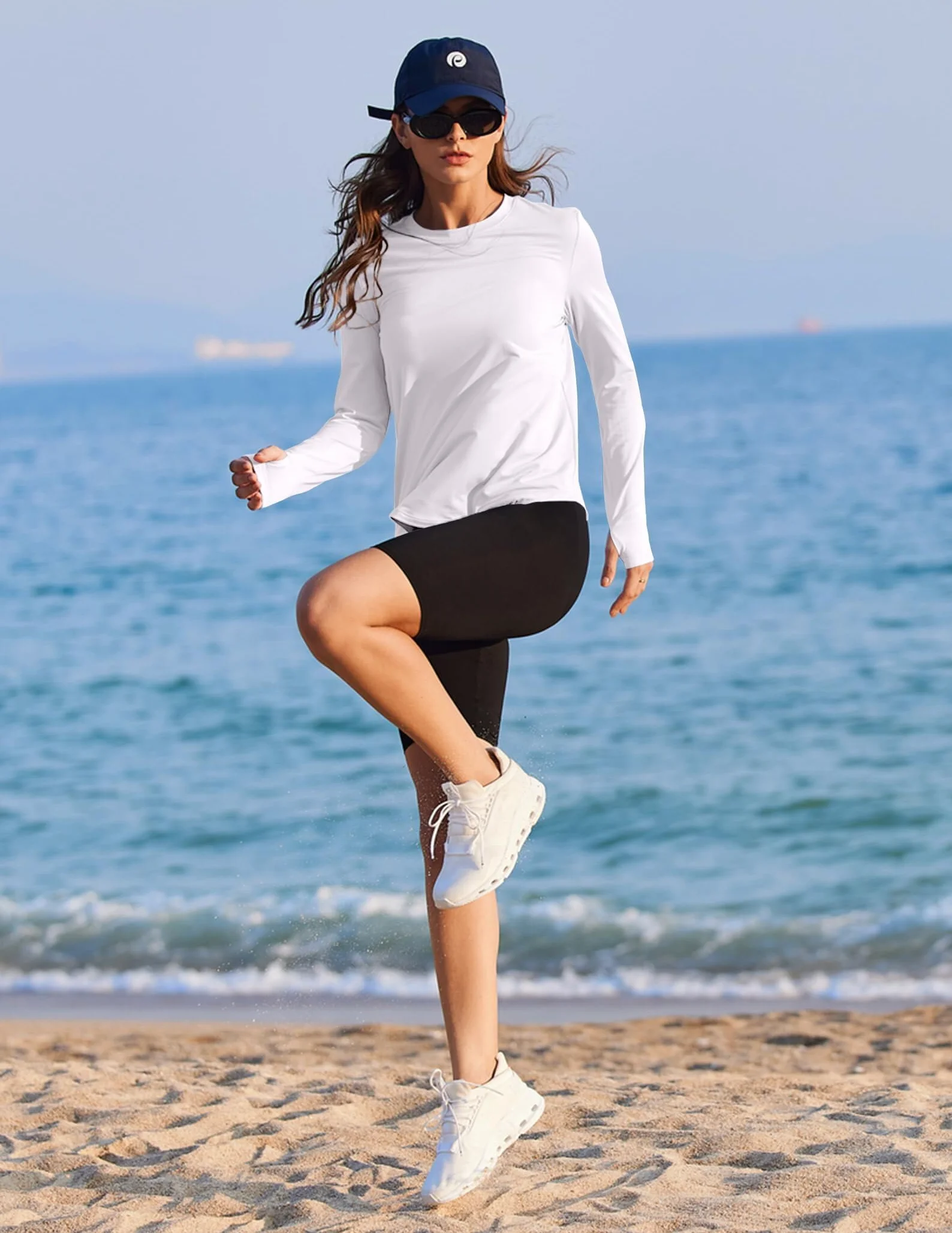 PINSPARK Damen Sportshirt Langarm UPF 50 Sonnenschutz Gym Top Schnelltrocknend Laufshirt Atmungsaktiv Funktionsshirt Fitness Yoga Sport Oberteil